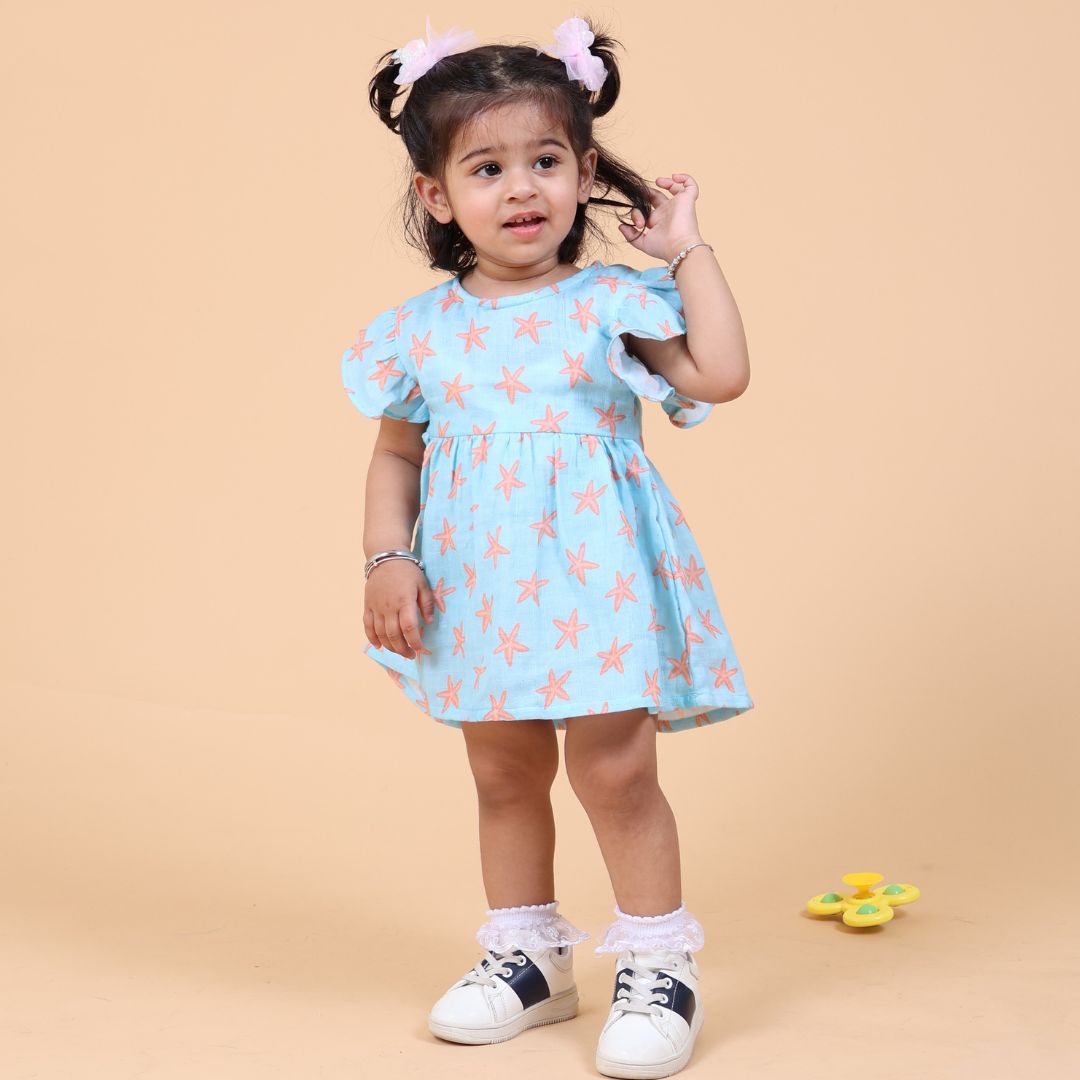 Coral Starfish Muslin Dress