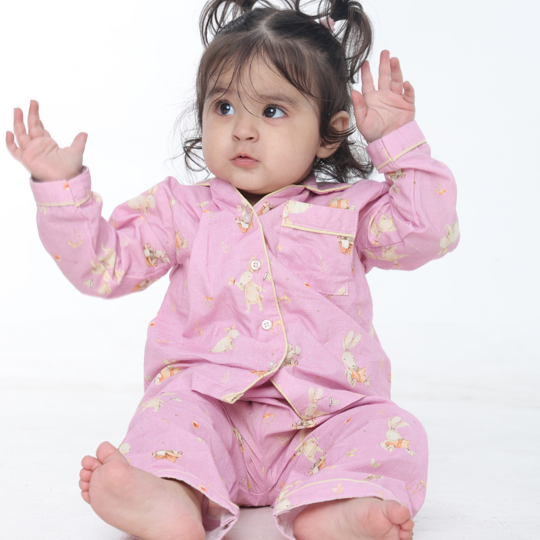 Playful Rabbits Full Sleeves Night Suit