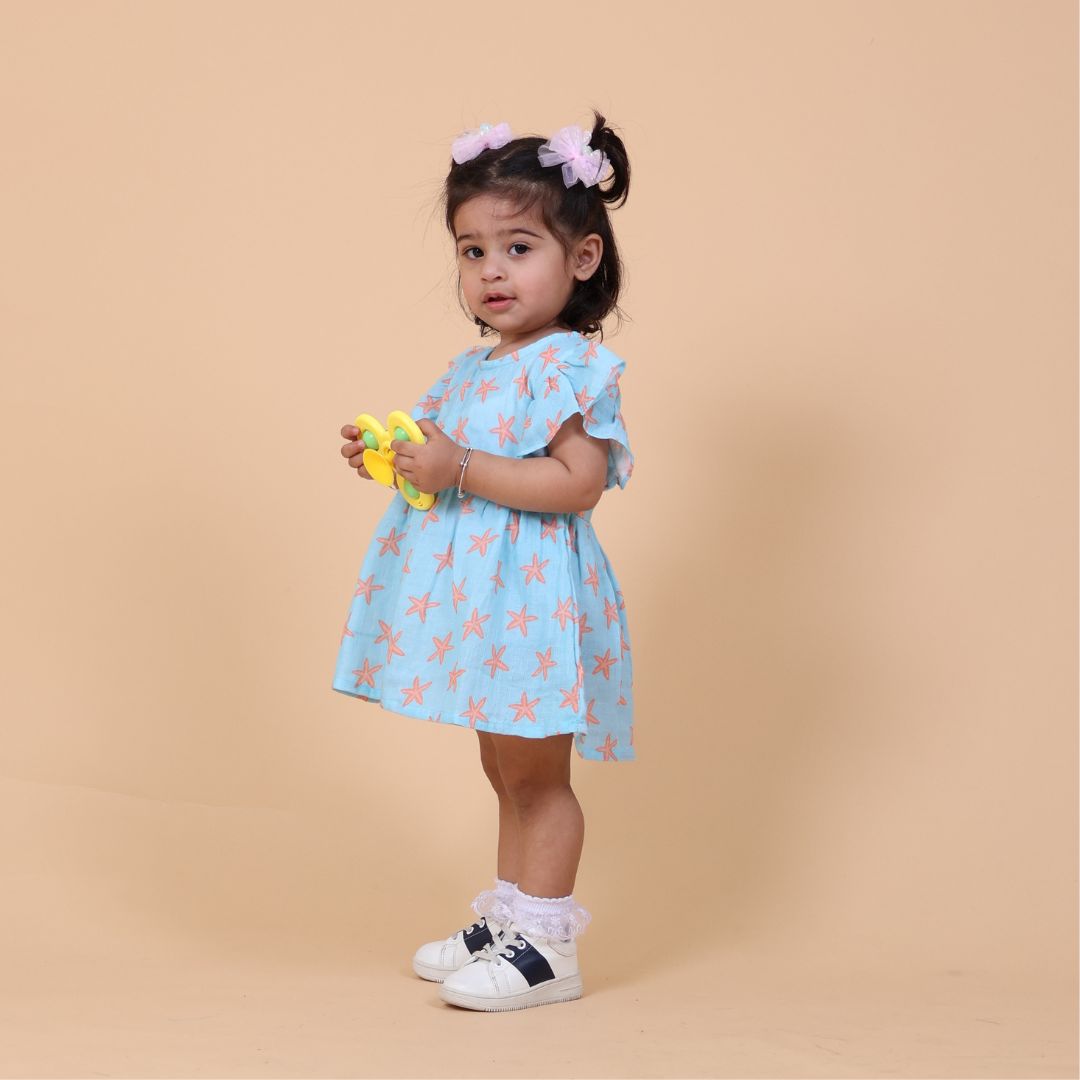 Coral Starfish Muslin Dress