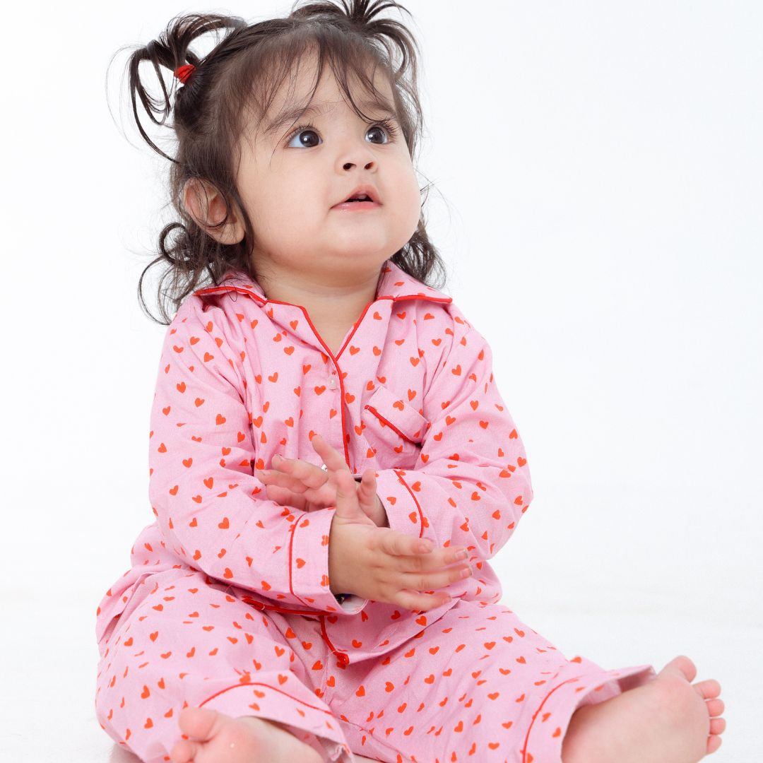 Hearts Full Sleeves Night Suit