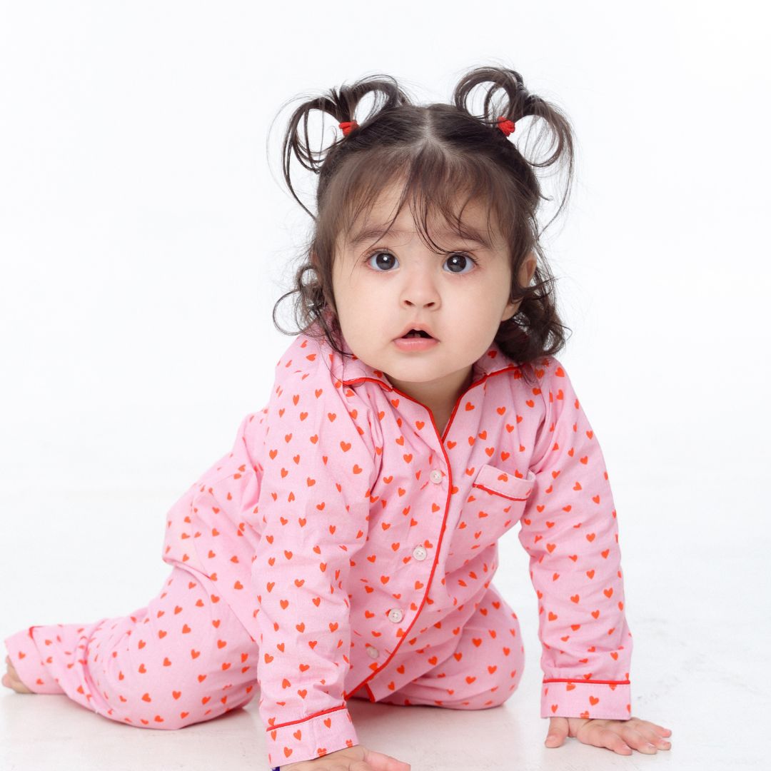 Hearts Full Sleeves Night Suit