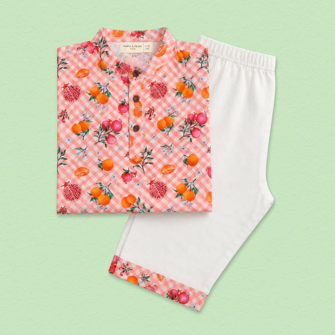 Fruity Gingham Kurta Set