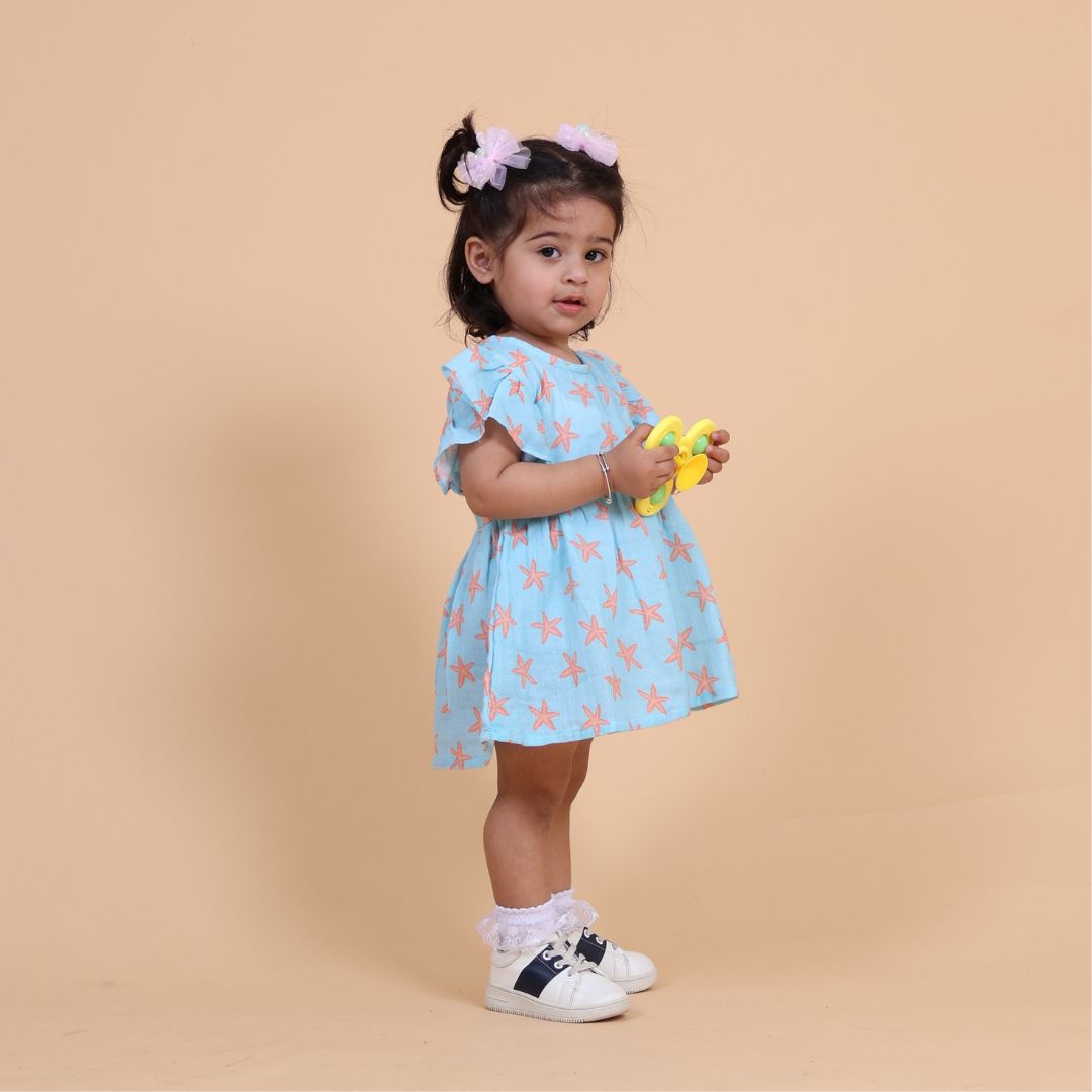 Coral Starfish Muslin Dress