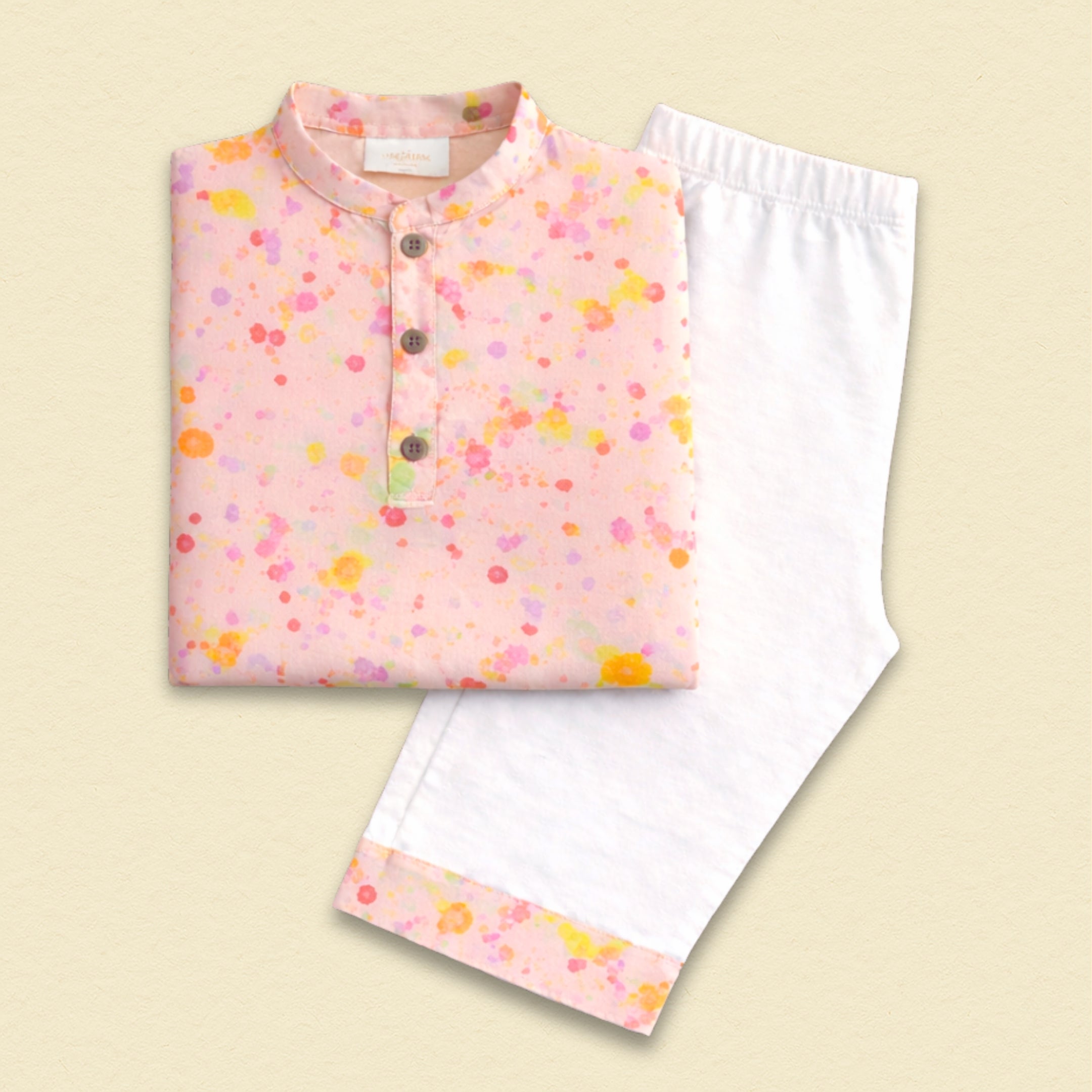 Peach Holi Splatter Kurta Set