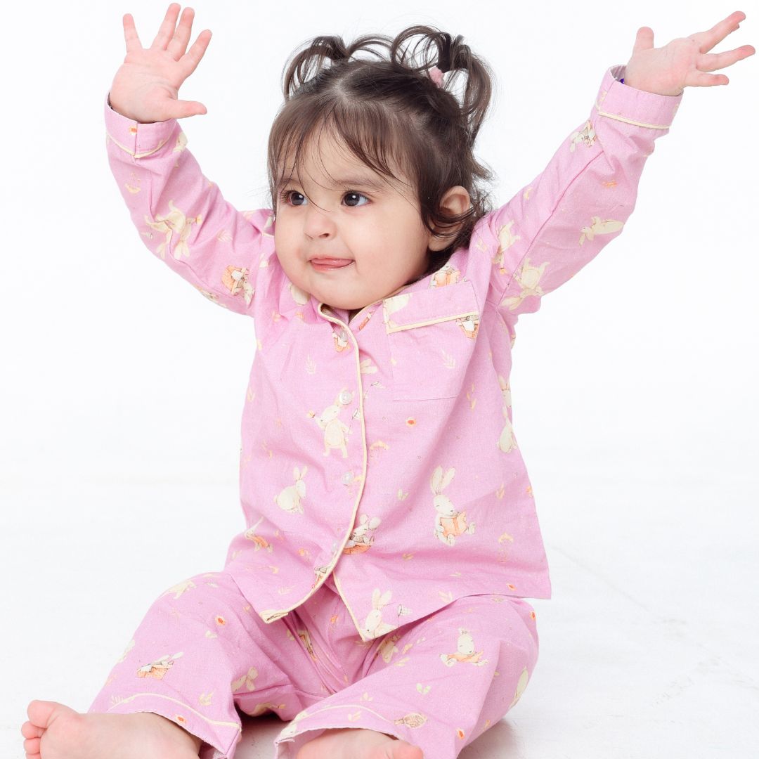 Playful Rabbits Full Sleeves Night Suit