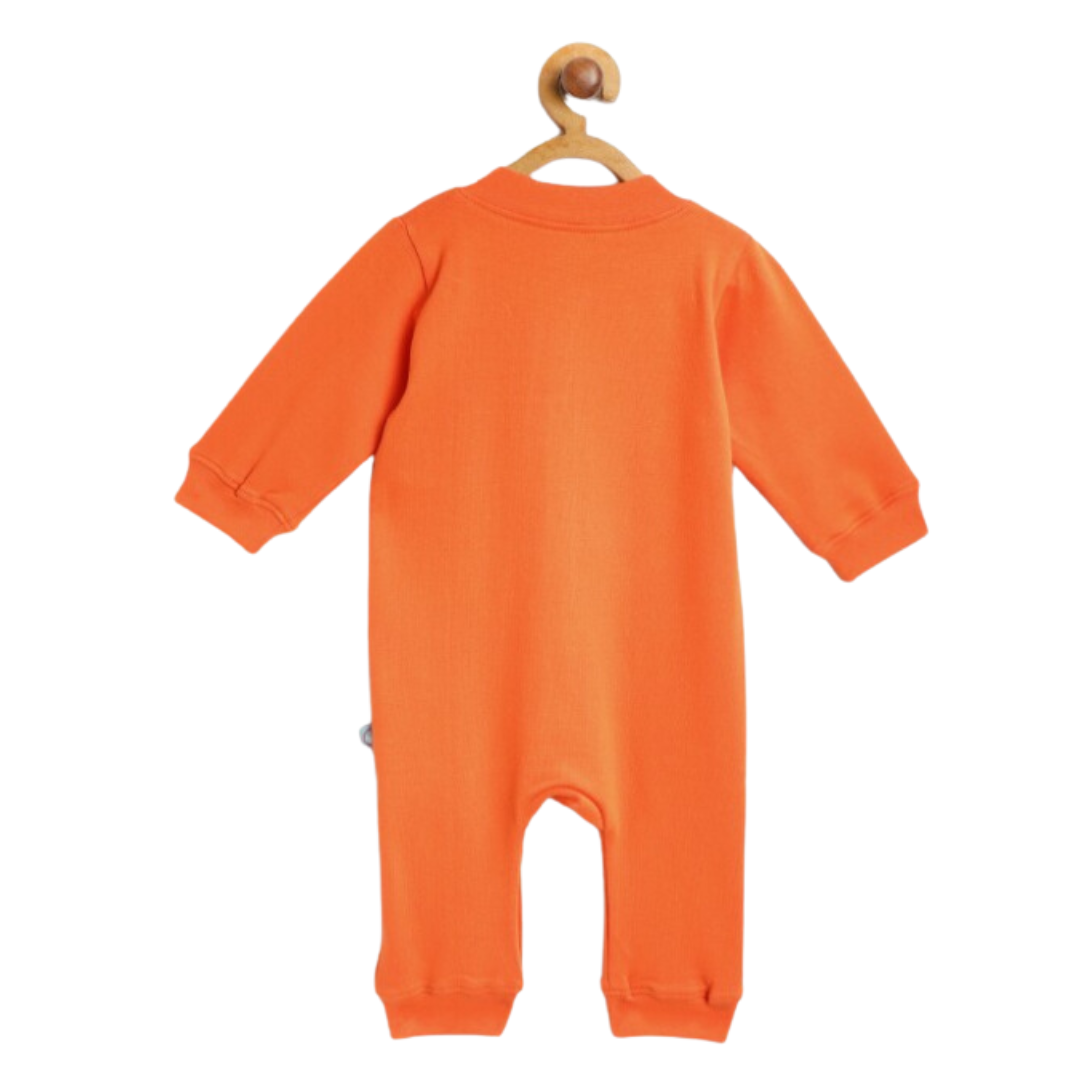 Kids Orange Solid Rompers