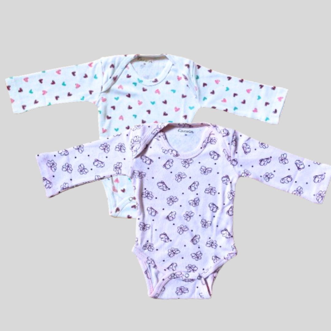 Pack Of 2 Thermal Rompers- Butterflies &amp; Hearts