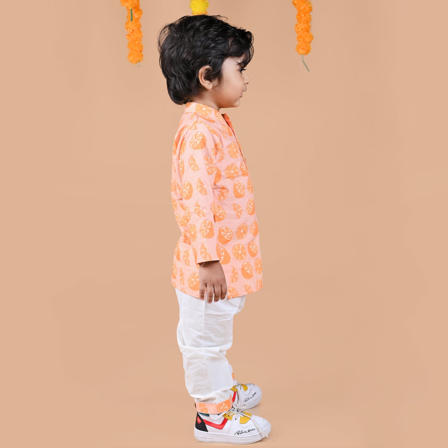 100% Cotton Kurta Set, Orange