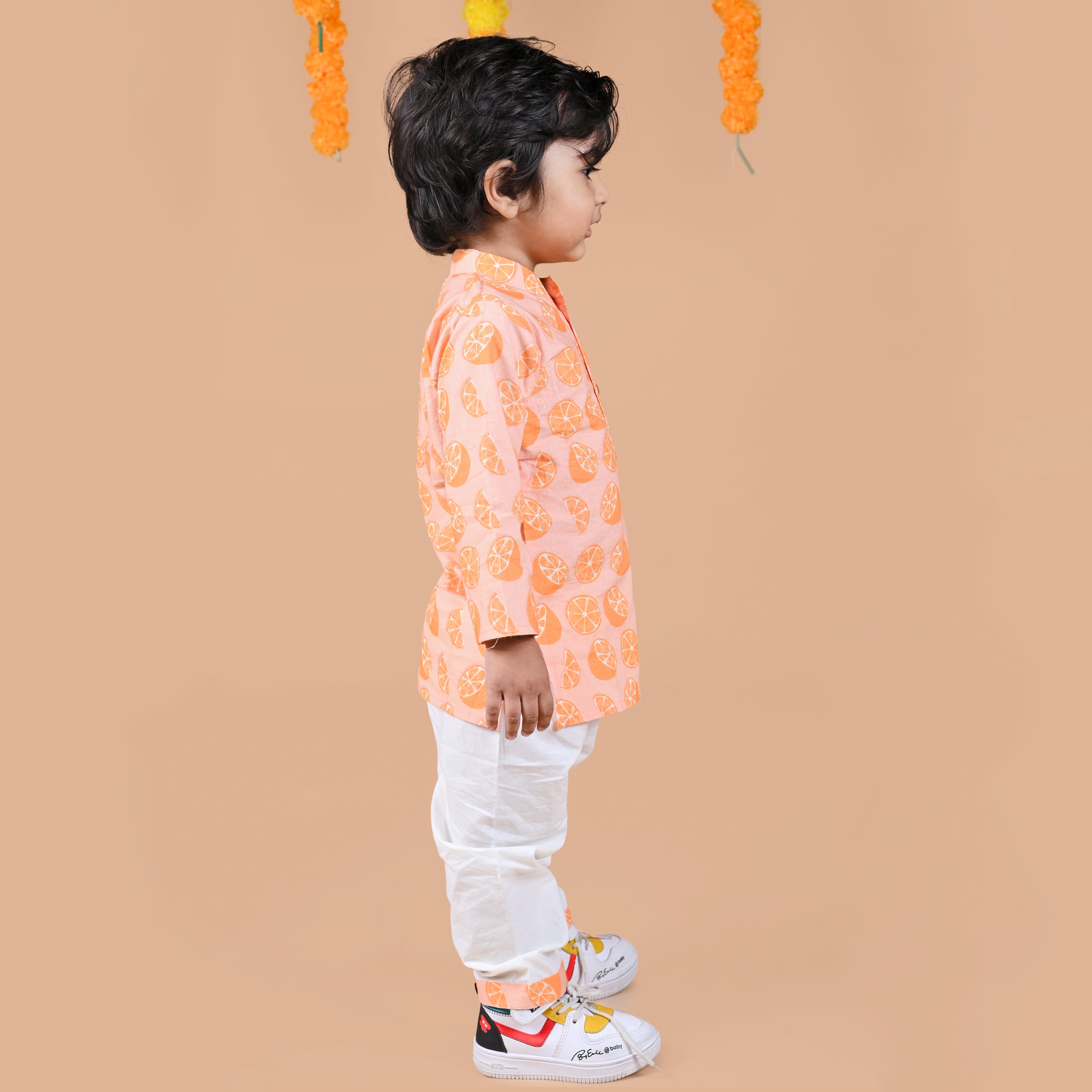 Orange Cotton Kurta Set