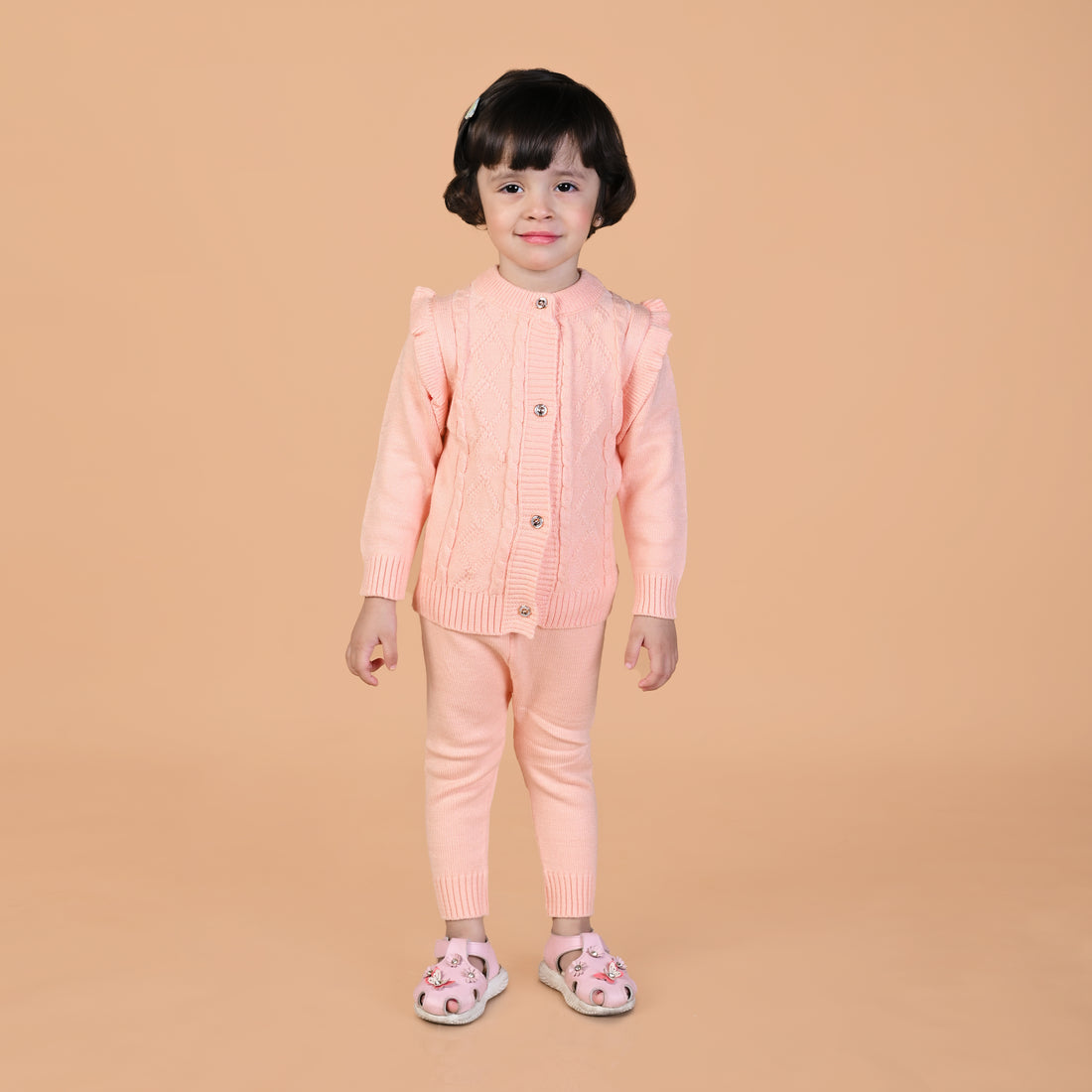 Cable Knit Co-Ord Set - Peach