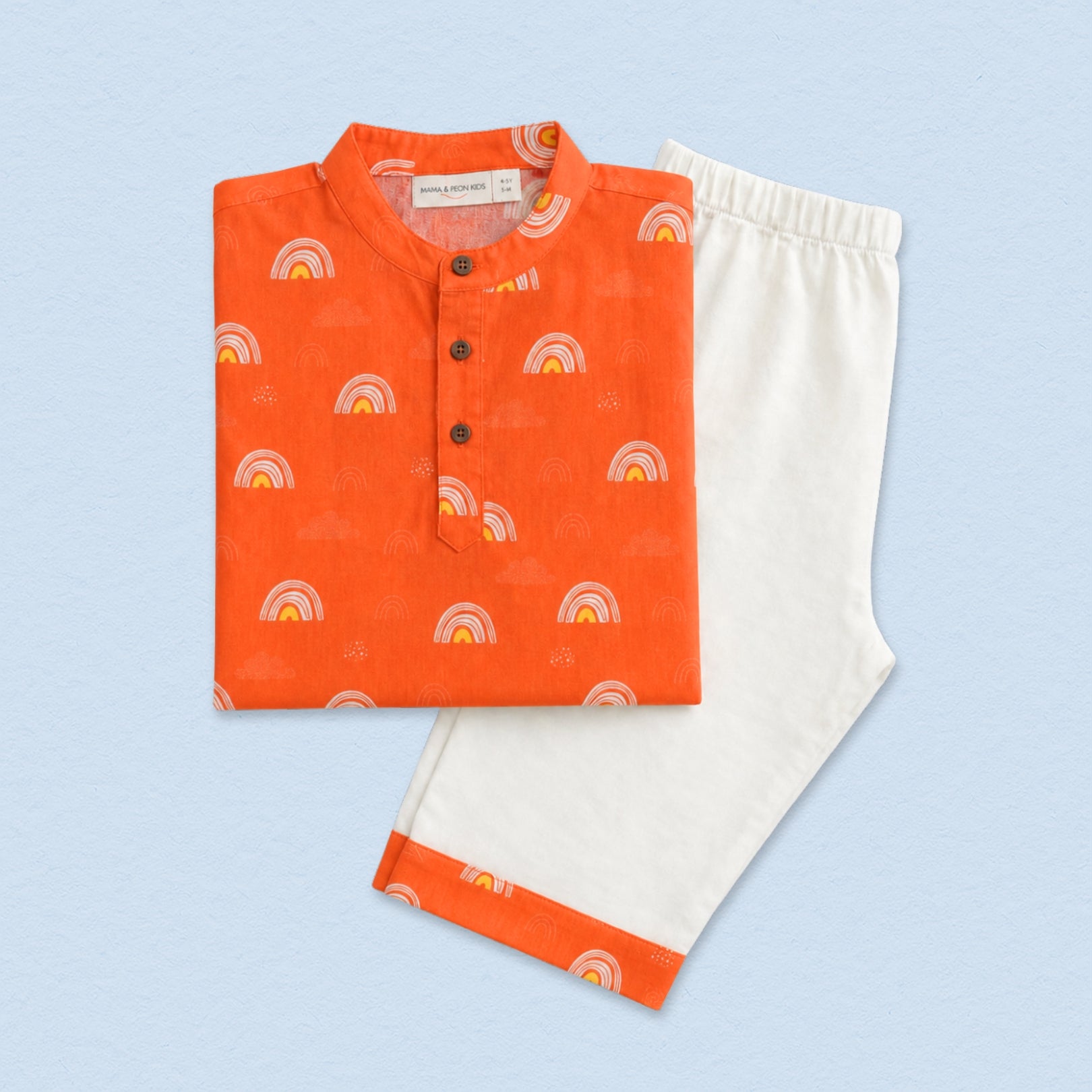 Orange Rainbows Cotton Kurta Set