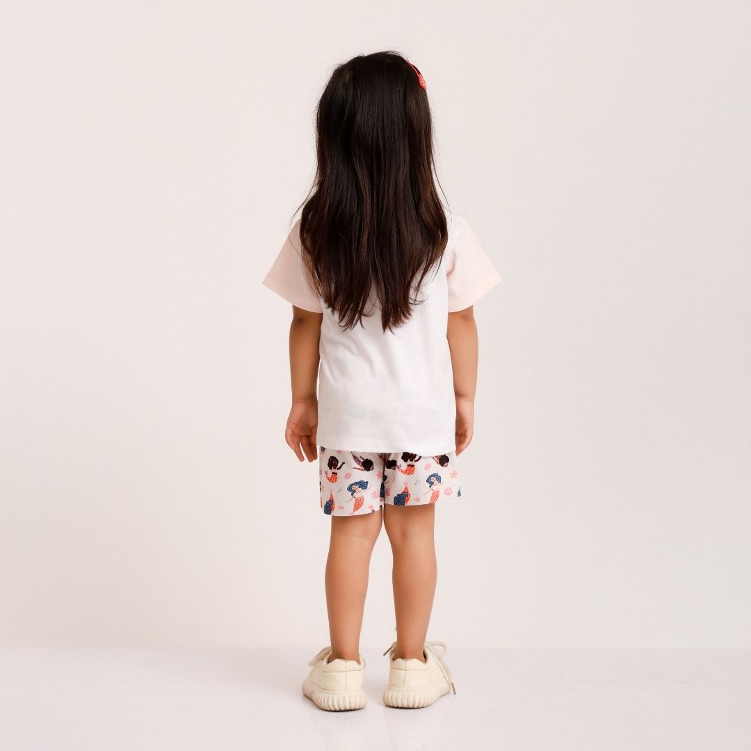 Mermaids Are Real Cotton T-Shirt &amp; Shorts Set