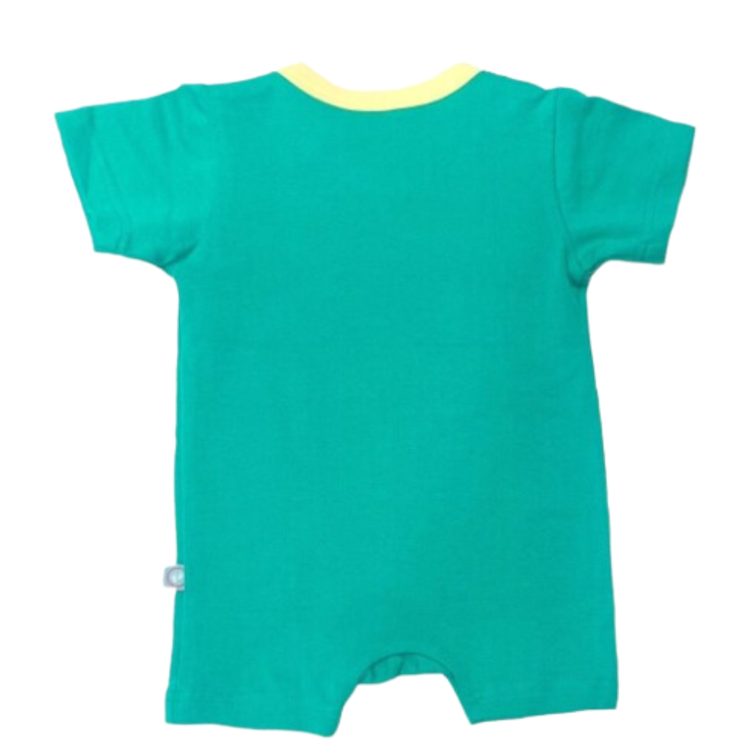 Kids Solid Pure Cotton Sustainable Rompers - Teal Green