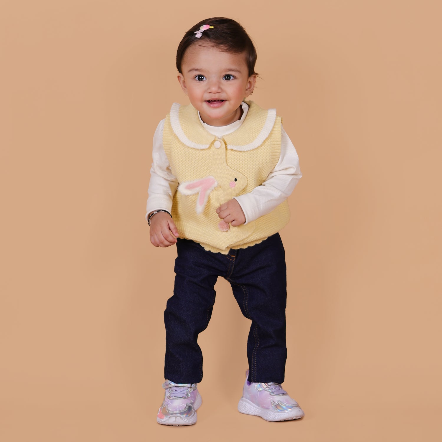 Peekaboo Rabbit Winter Sweater 2pc set - Yellow