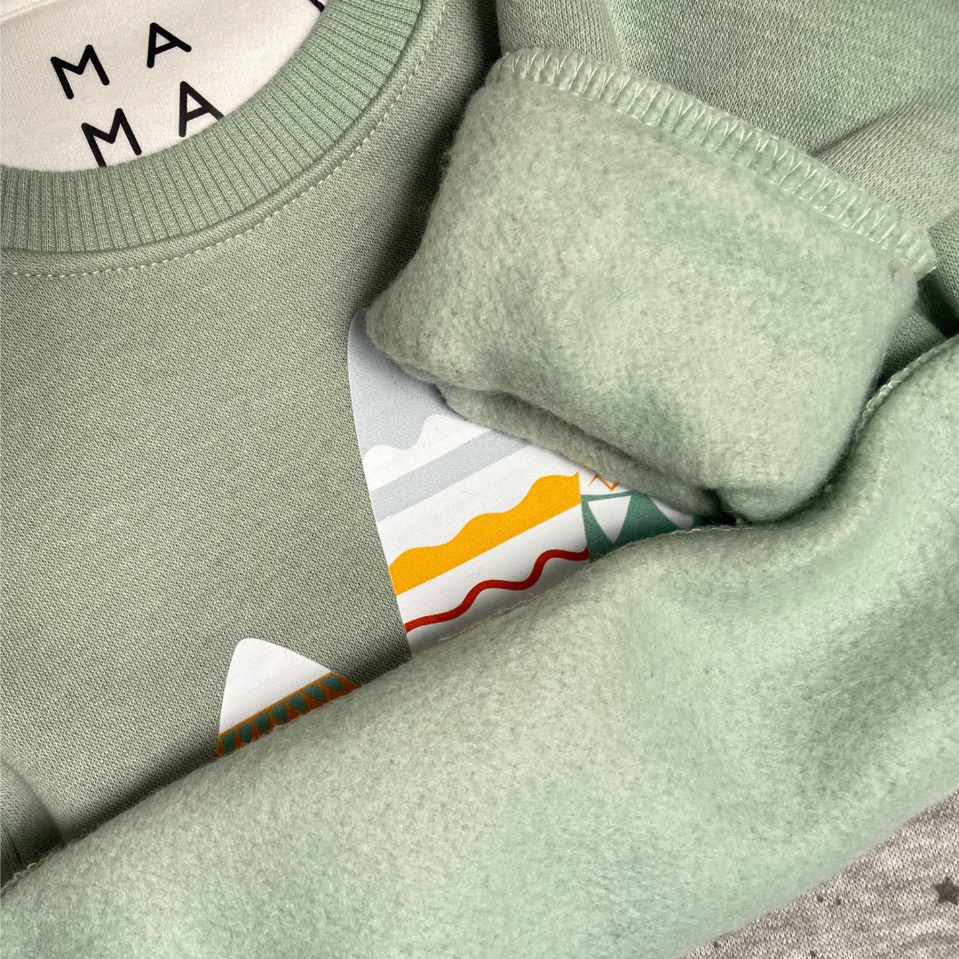 Green Snow Mountains Sweatshirt + Joggers Set  (3-6m)