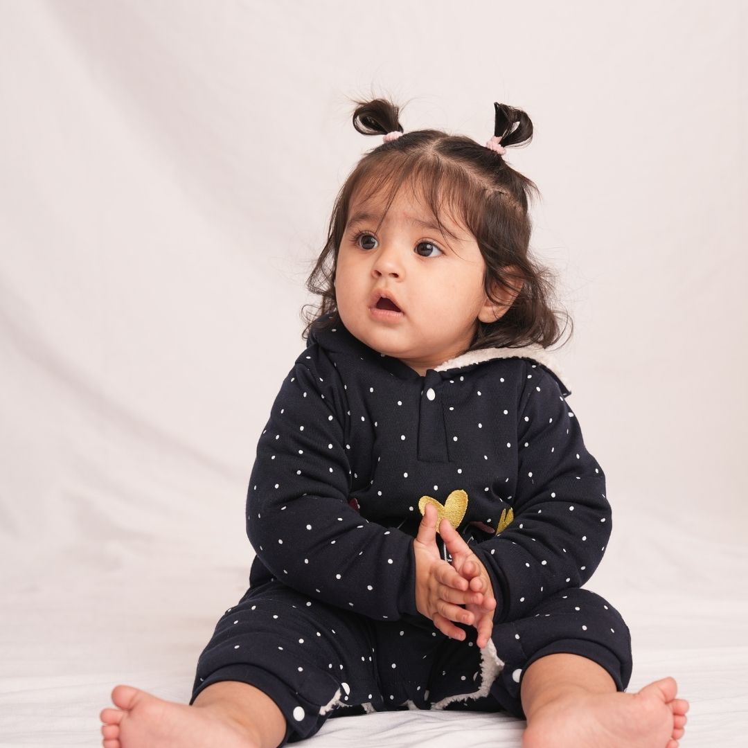 Princess Hearts Fleece Winter Romper with Sherpa