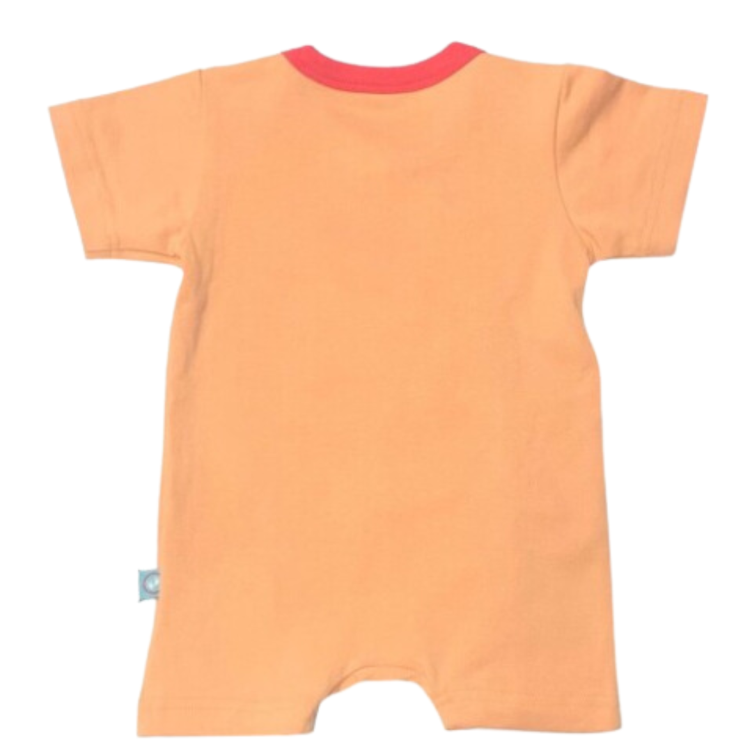 Kids Solid Pure Combed Cotton Sustainable Romper - Orange