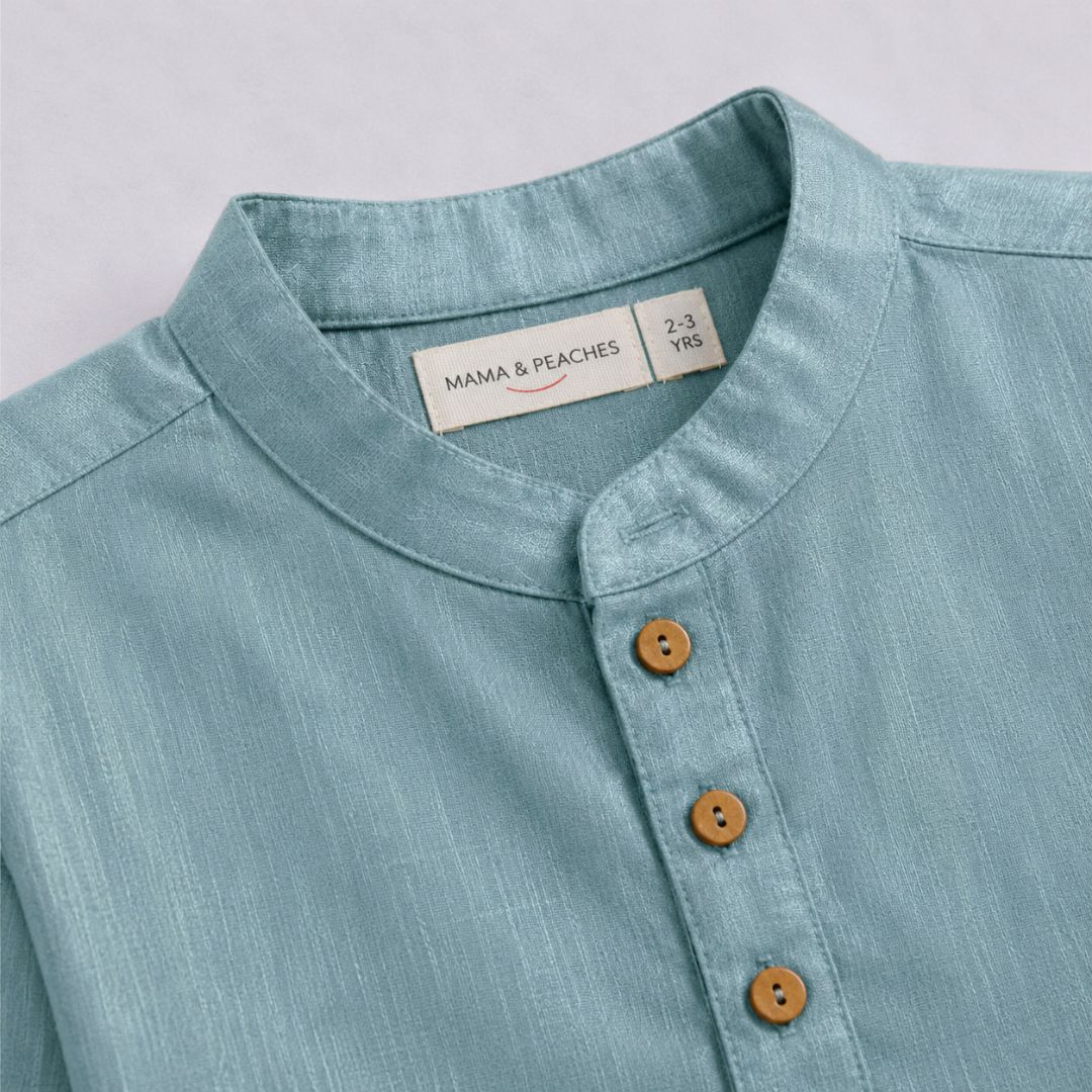 Teal Solid Kurta Set