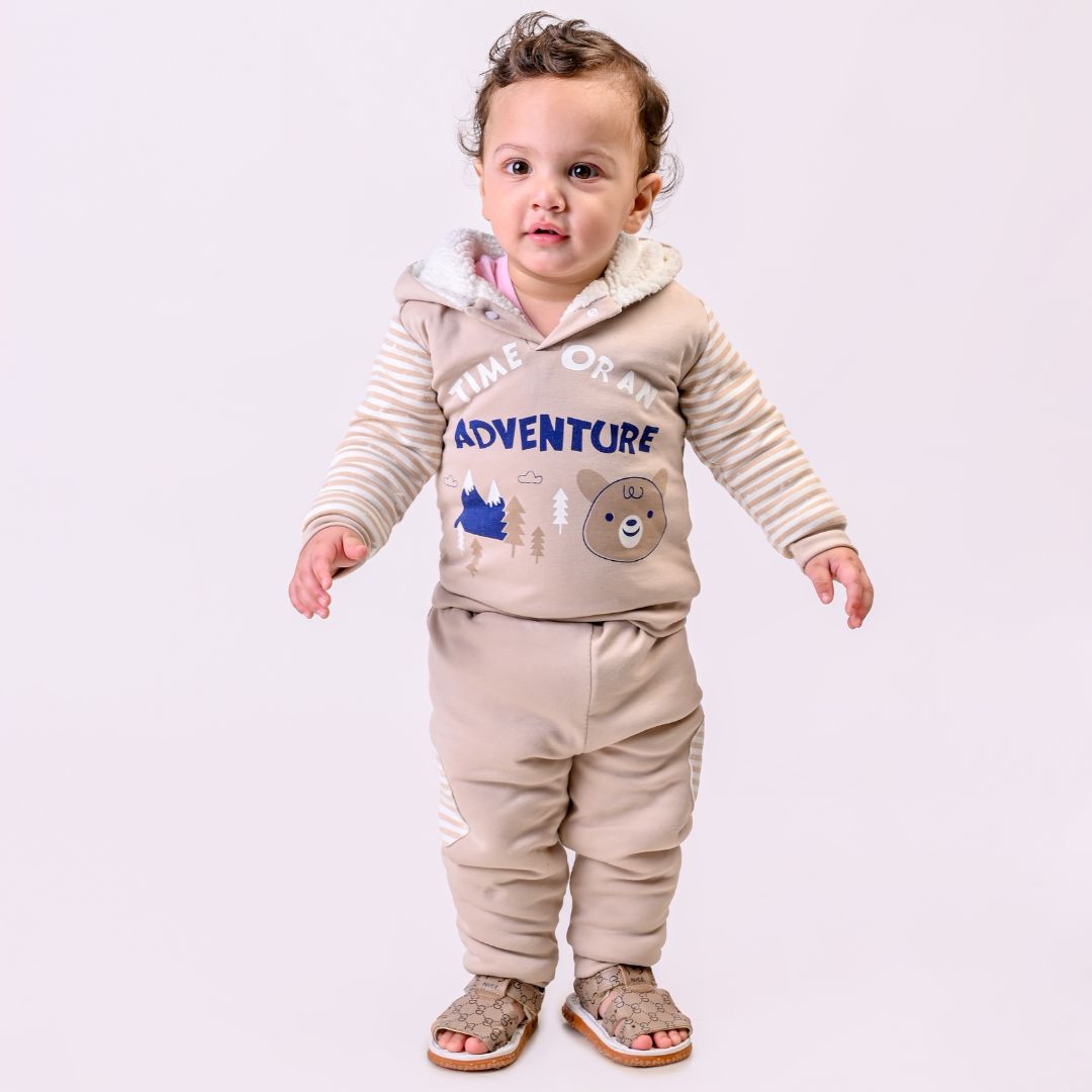 Adventure Fleece Winter Co-ord Set with Sherpa - Beige