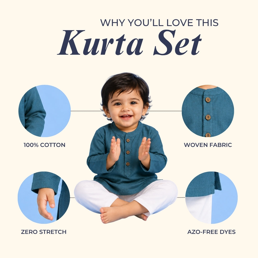Teal Solid Kurta Set
