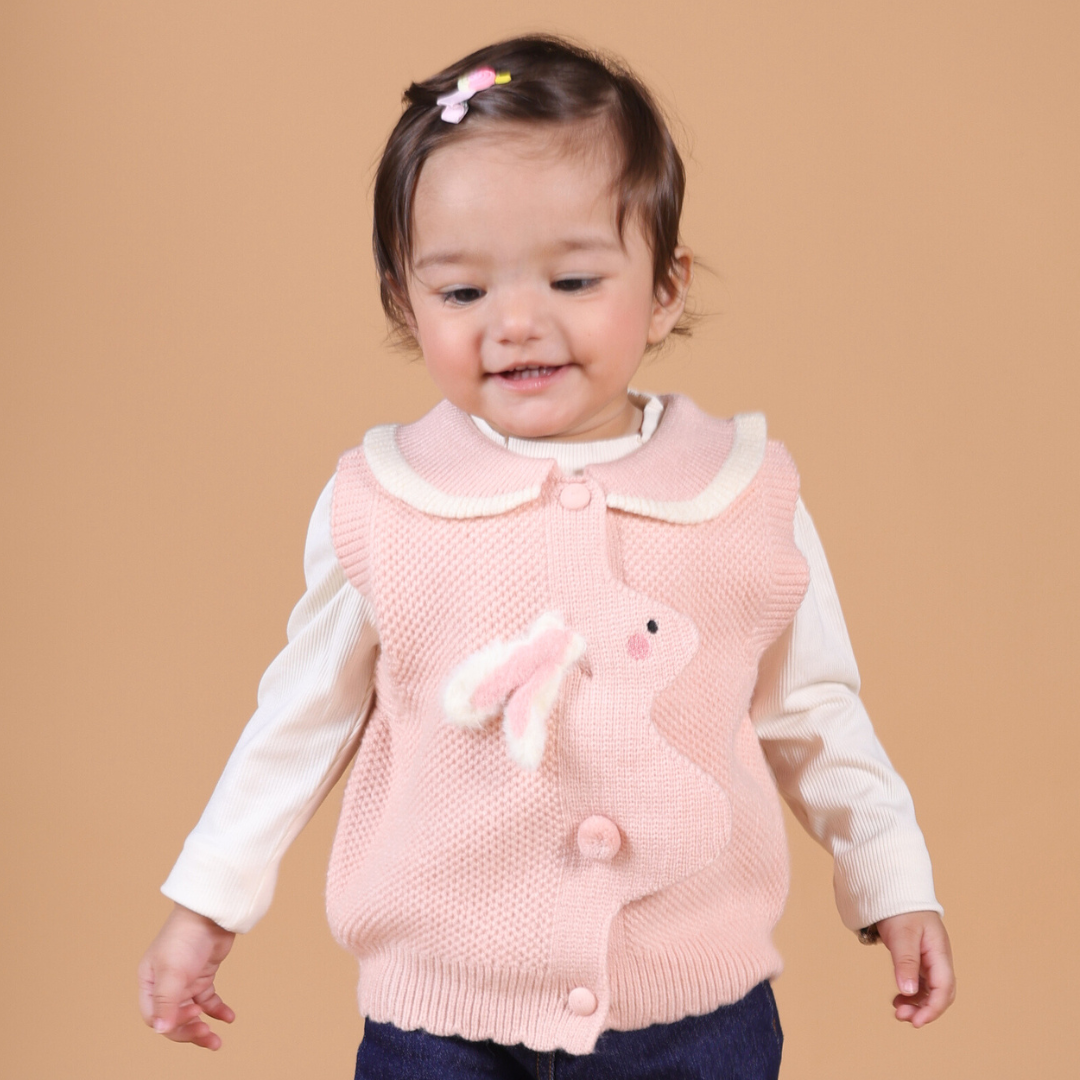 Peekaboo Rabbit Winter Sweater 2pc set - Pink