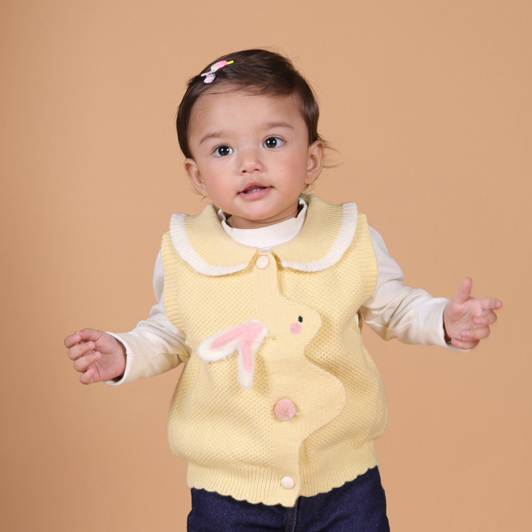 Peekaboo Rabbit Sweater 2pc set - Yellow