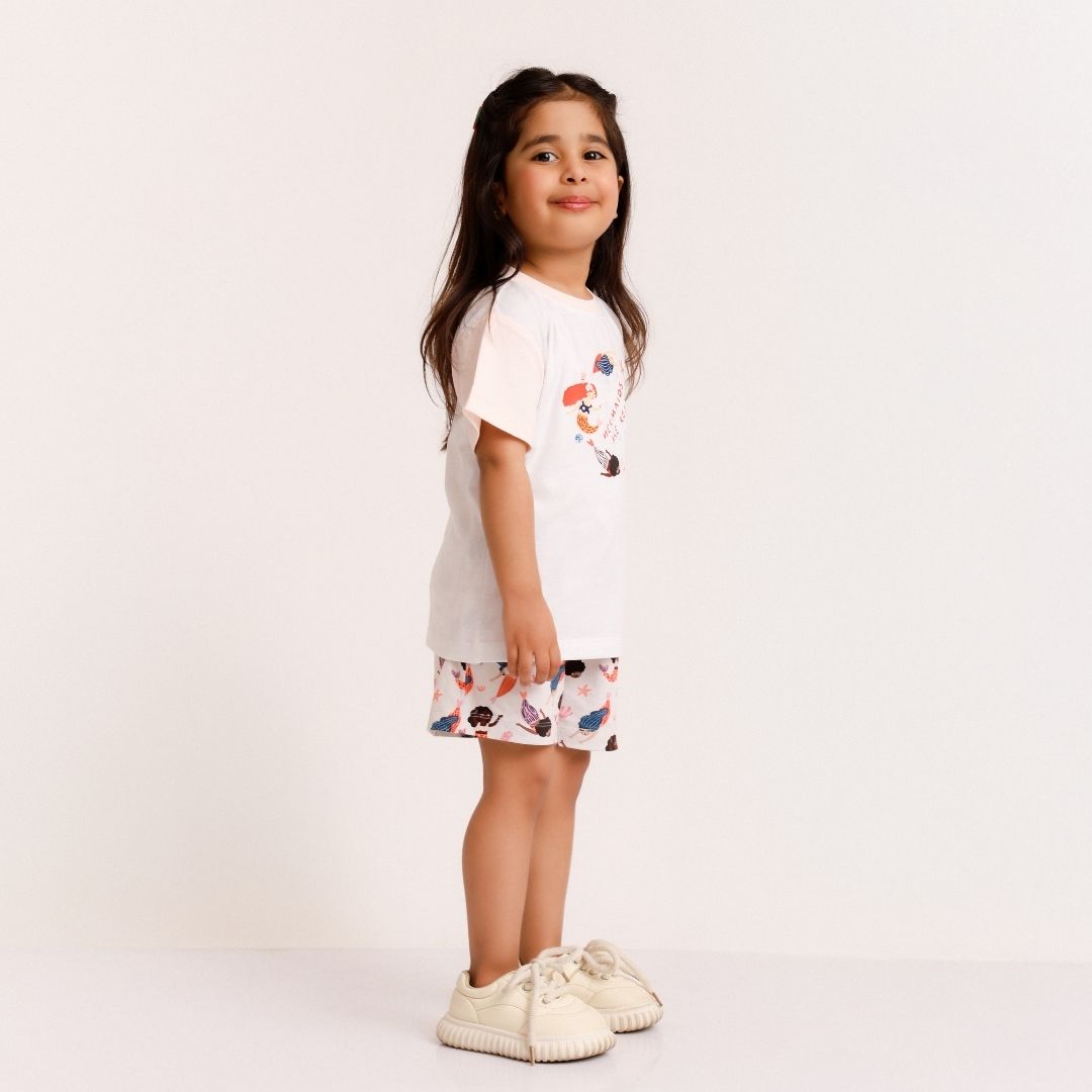 Mermaids Are Real Cotton T-Shirt &amp; Shorts Set
