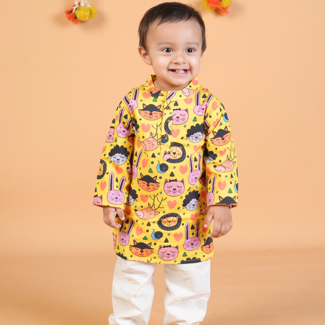 Sleepy Animals Cotton Kurta Set