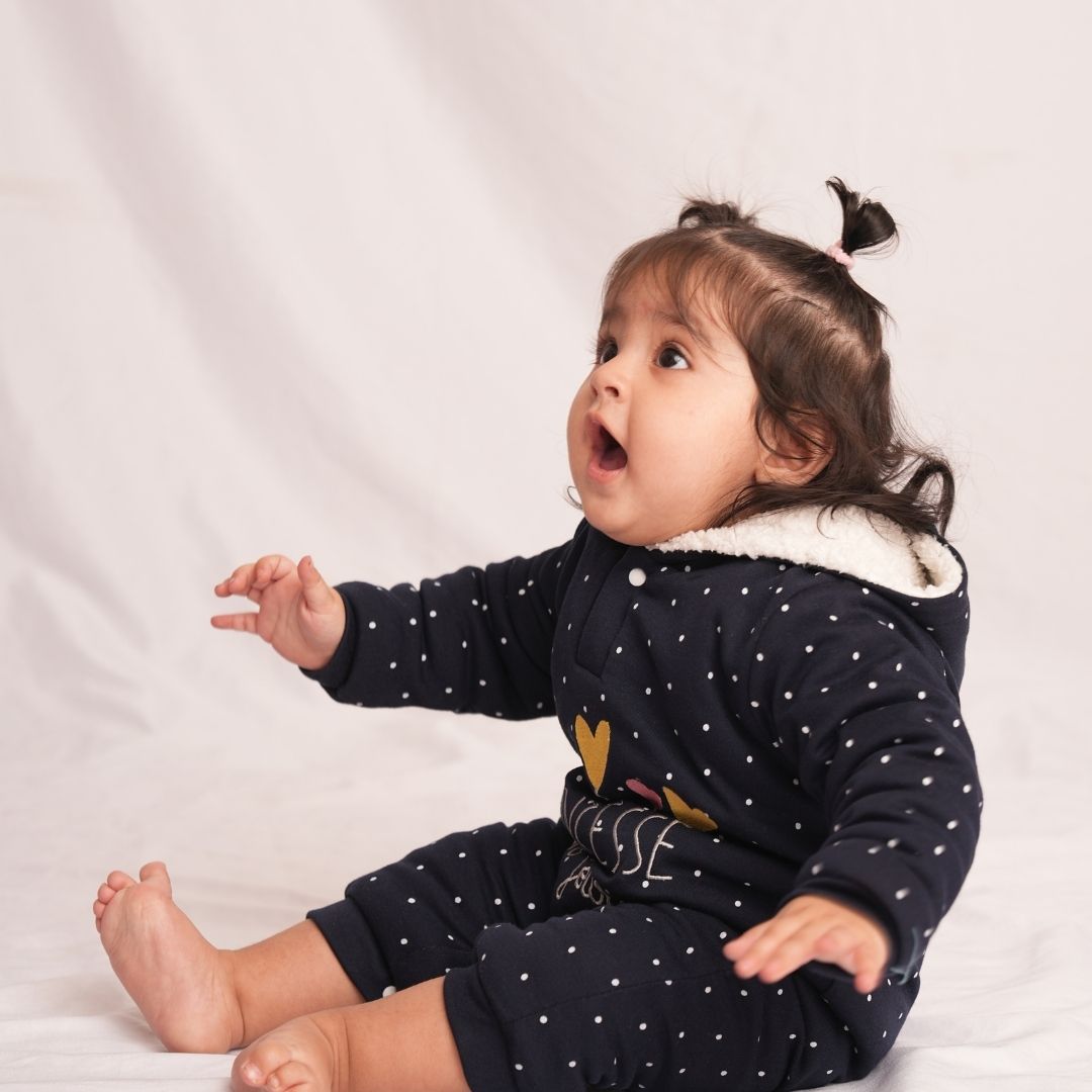 Princess Hearts Fleece Winter Romper with Sherpa