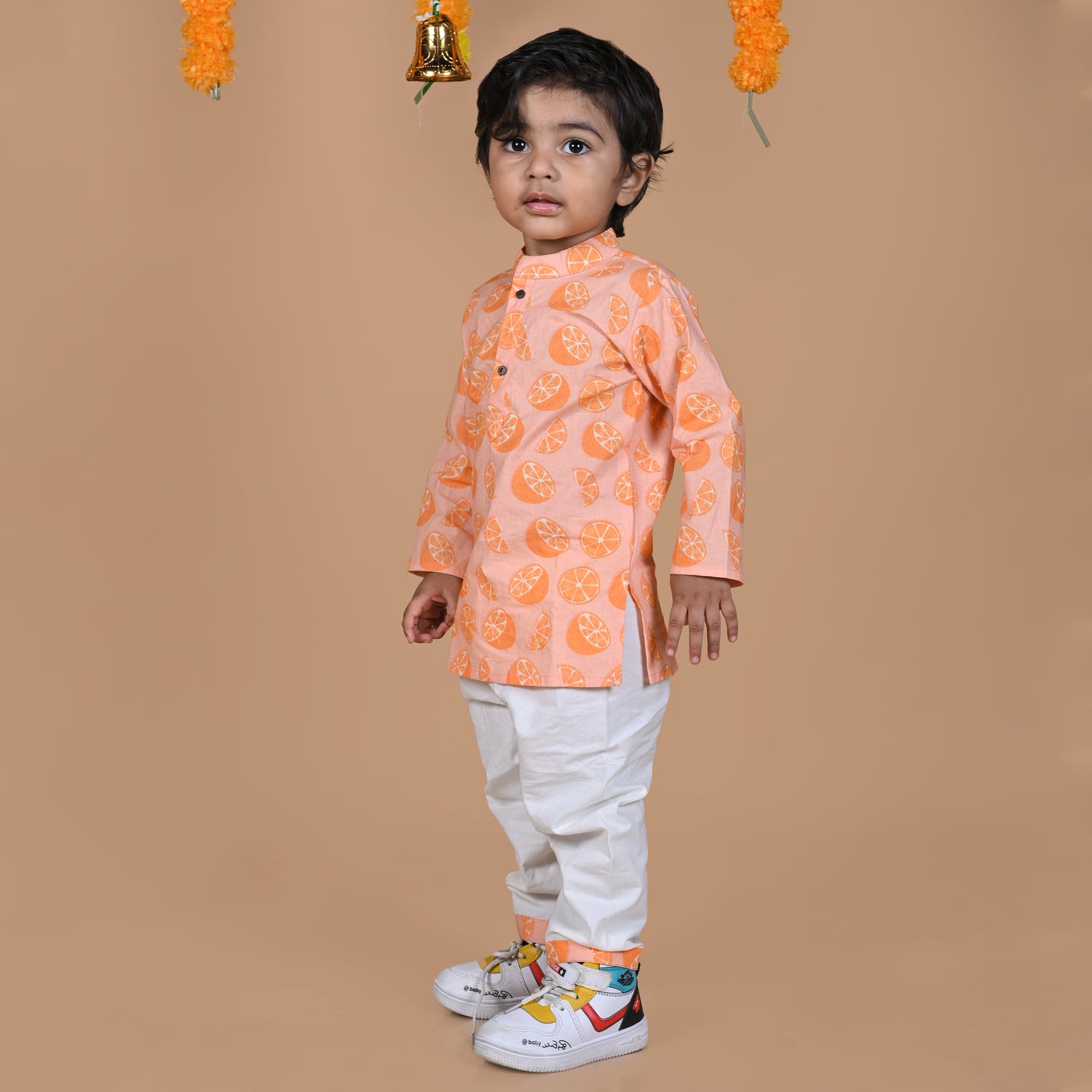 Orange Cotton Kurta Set