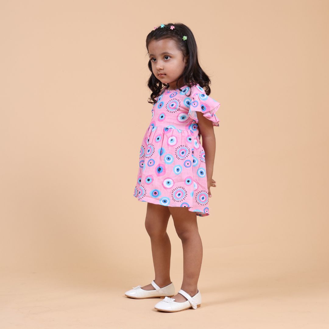 Pink Evil Eye Muslin Dress