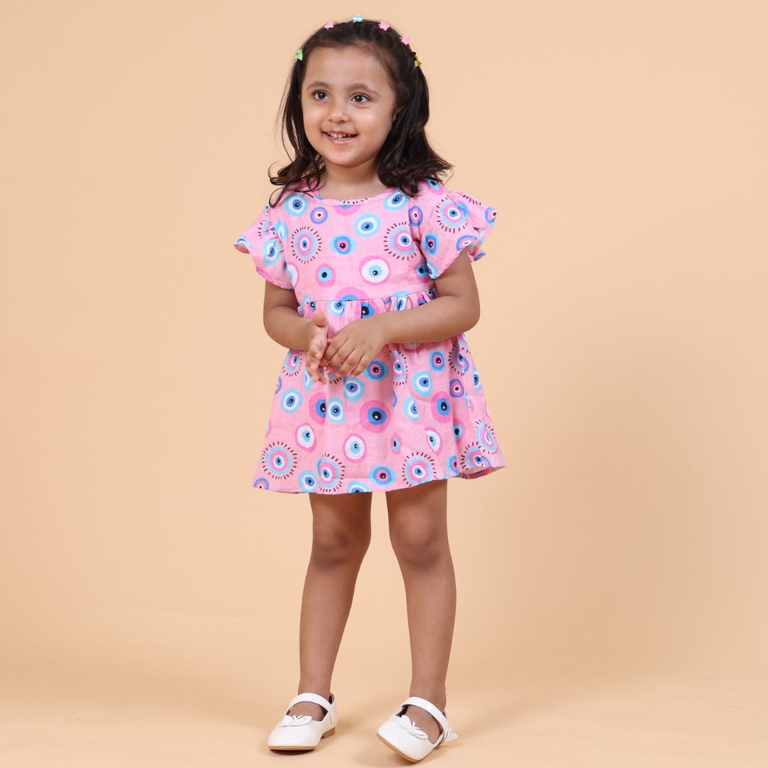 Pink Evil Eye Muslin Dress
