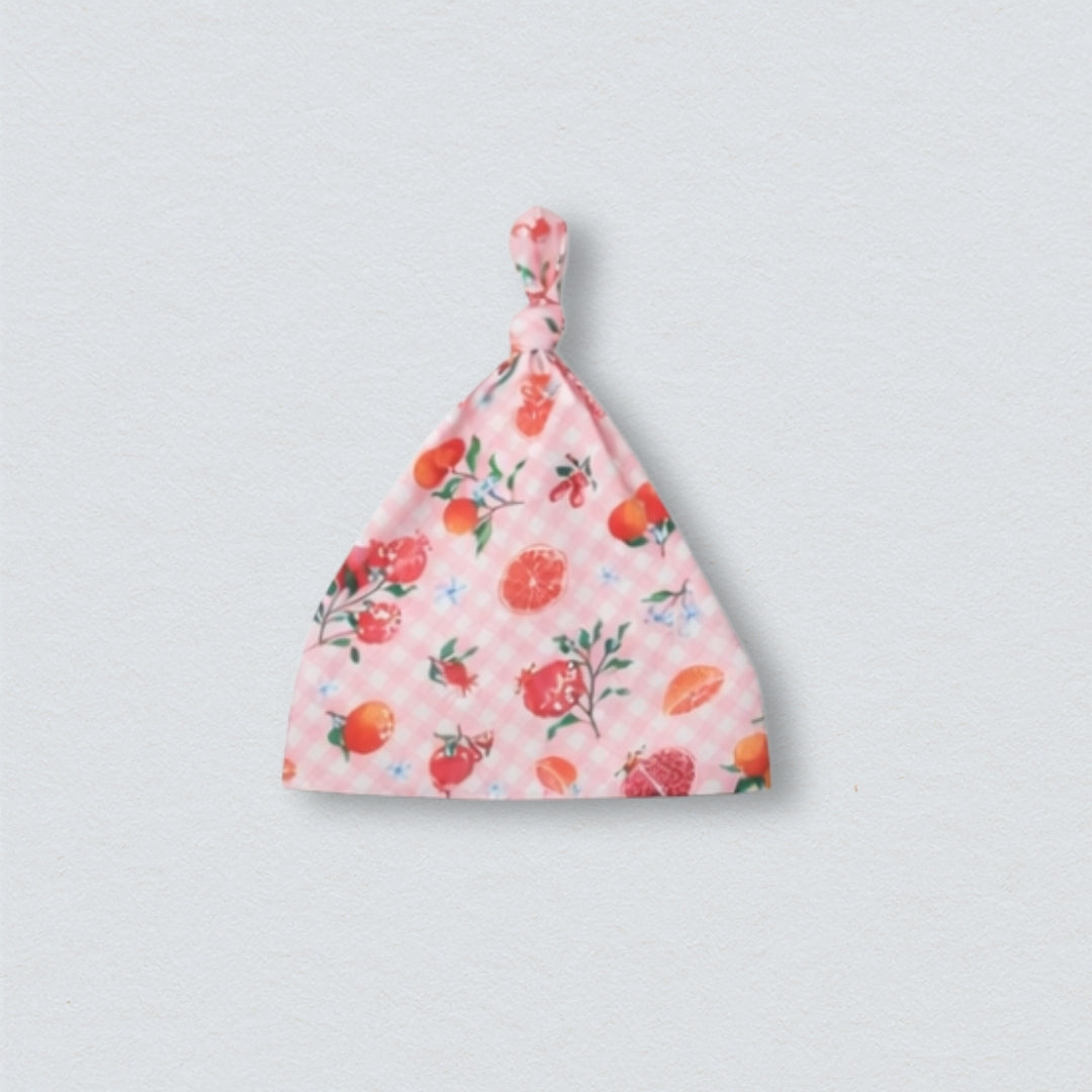 Citrus Gingham Organic Knot Hat - Pink