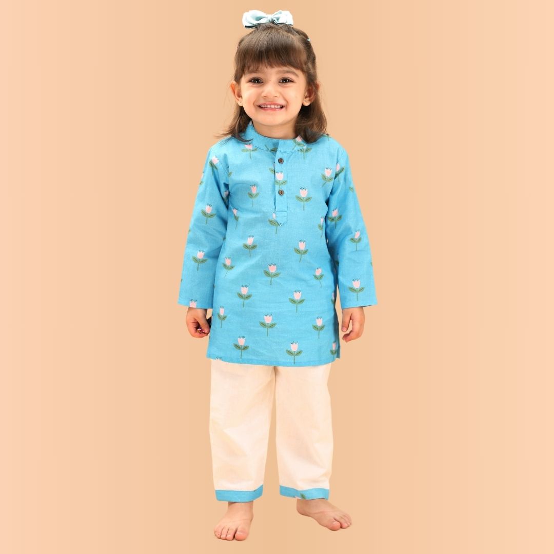 100% Cotton Kurta Set, Pretty Flower