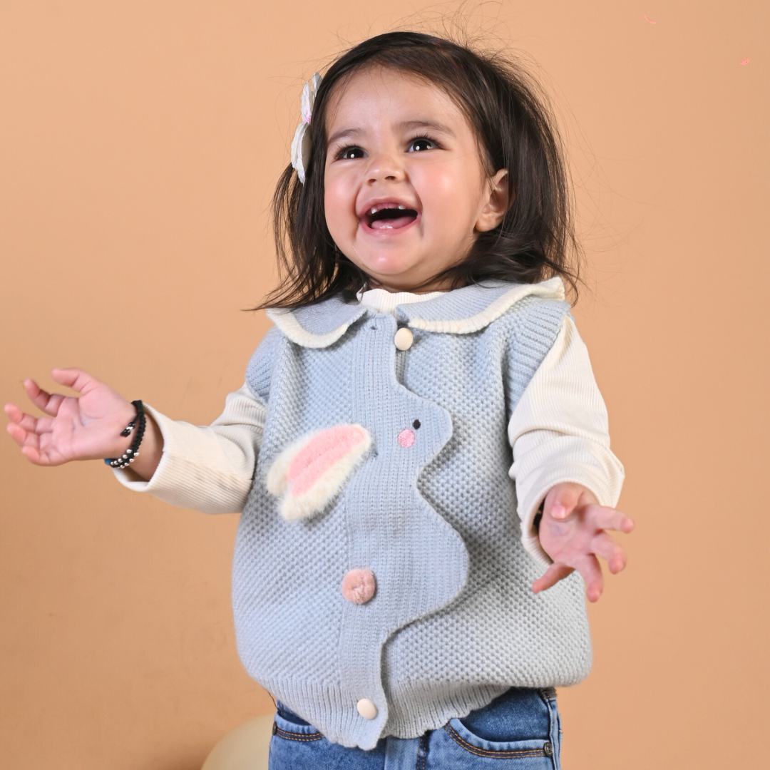 Peekaboo Rabbit Winter Sweater 2pc set - Blue