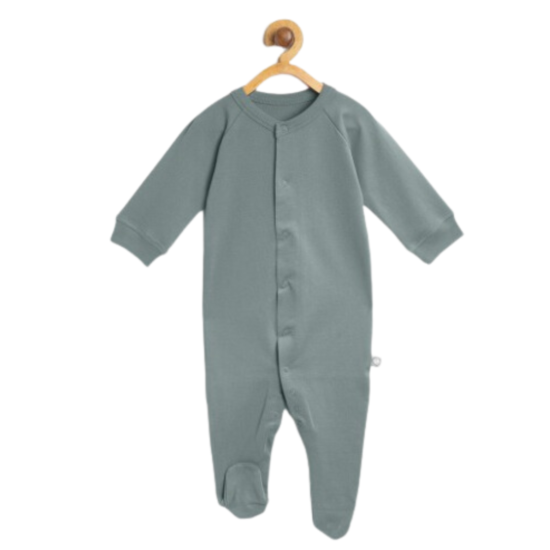 Kids Grey Solid Organic Cotton Sustainable Sleepsuit