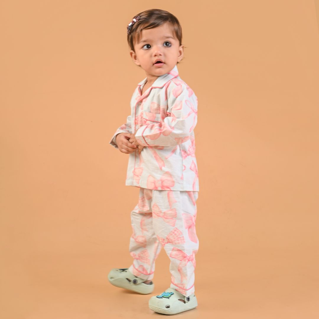 Pretty Bows Full Sleeves Night Suit