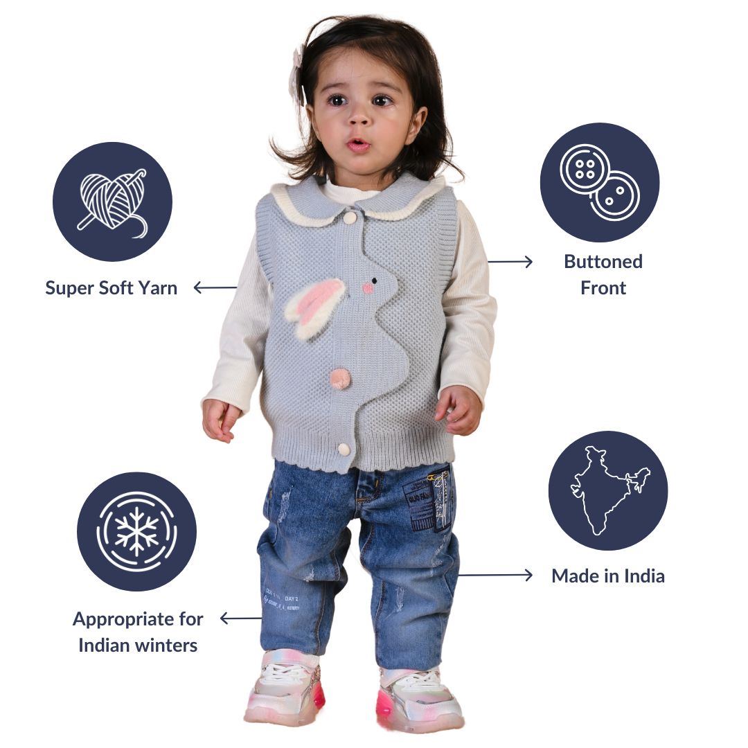 Peekaboo Rabbit Winter Sweater 2pc set - Blue