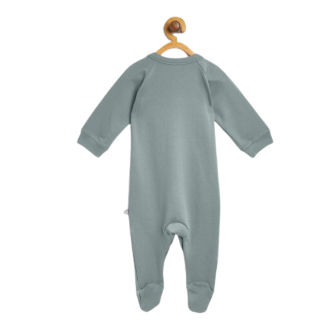 Kids Grey Solid Organic Cotton Sustainable Sleepsuit