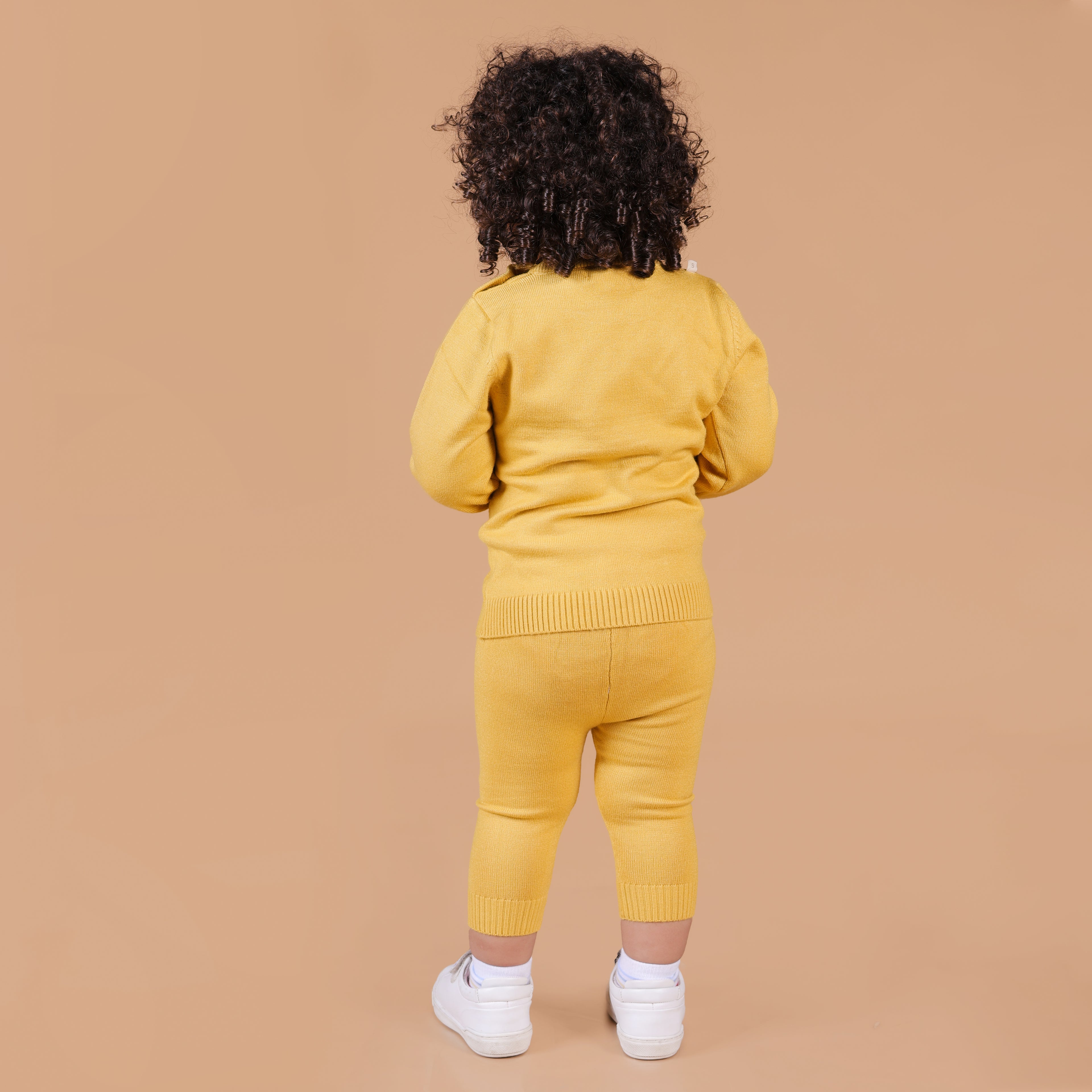 Mighty Dino Knitted Winter Co-Ord Set - Yellow