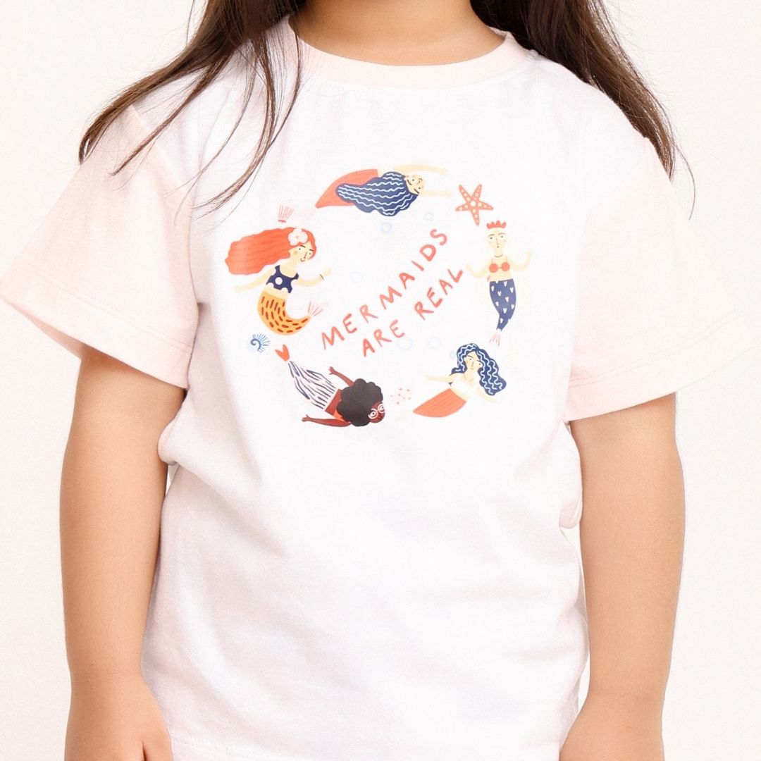 Mermaids Are Real Cotton T-Shirt &amp; Shorts Set