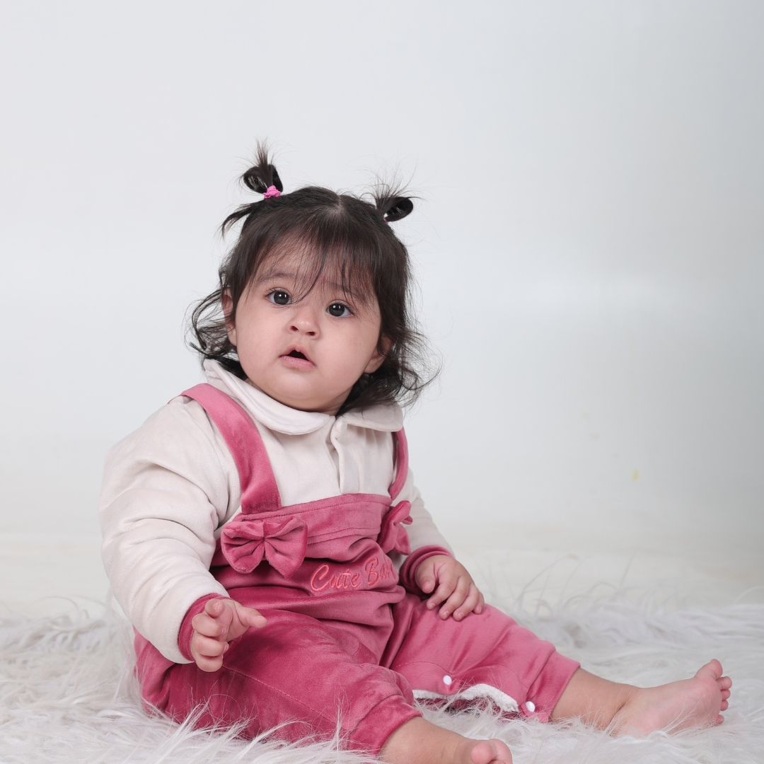 Cute Baby Velvet Winter Romper with Sherpa