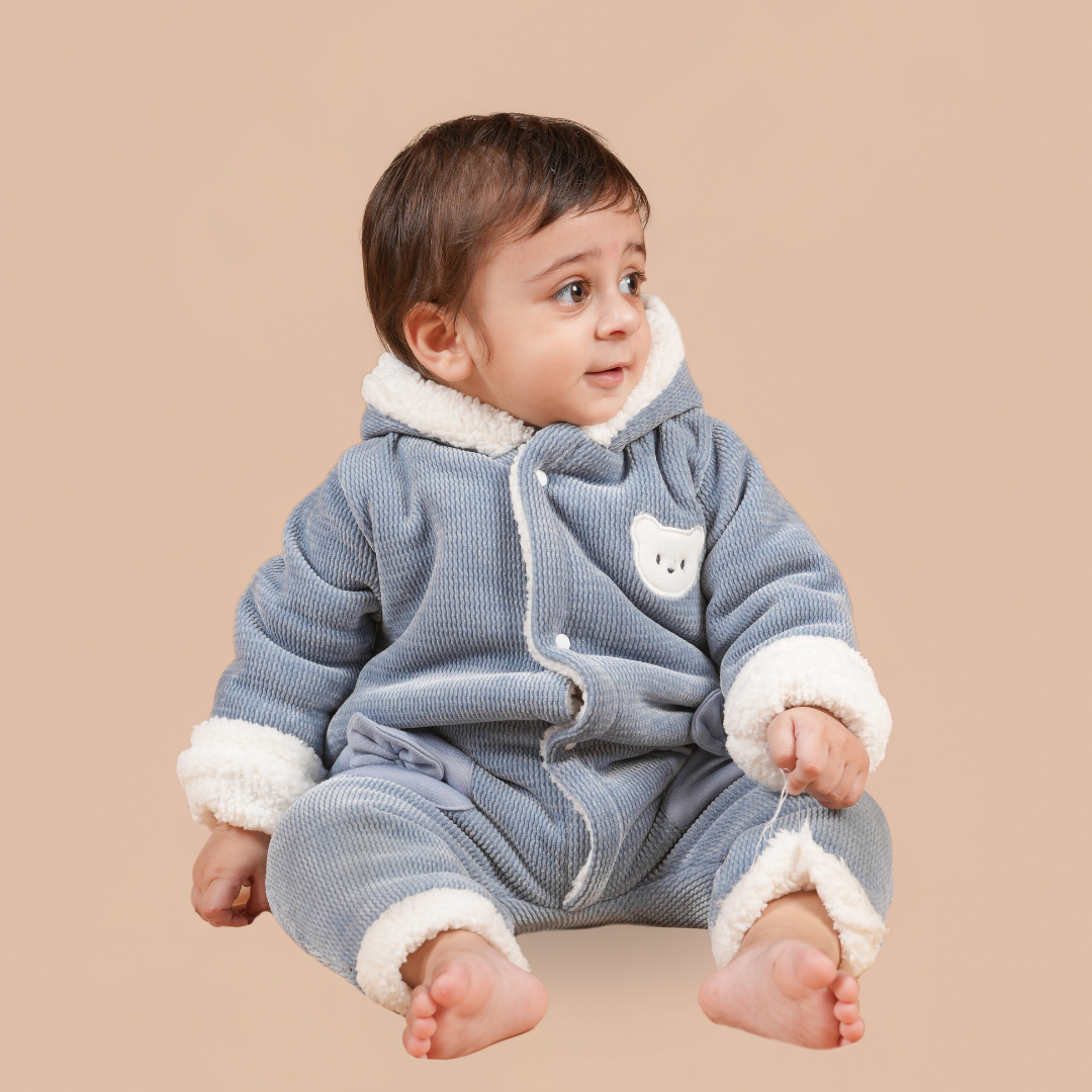 Teddy Bows Jacquard Sherpa Romper