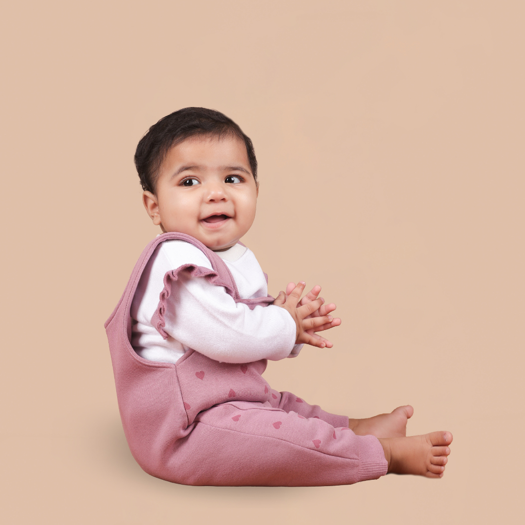 Burgundy Rabbit 2-Pc Romper Style Dungaree Set