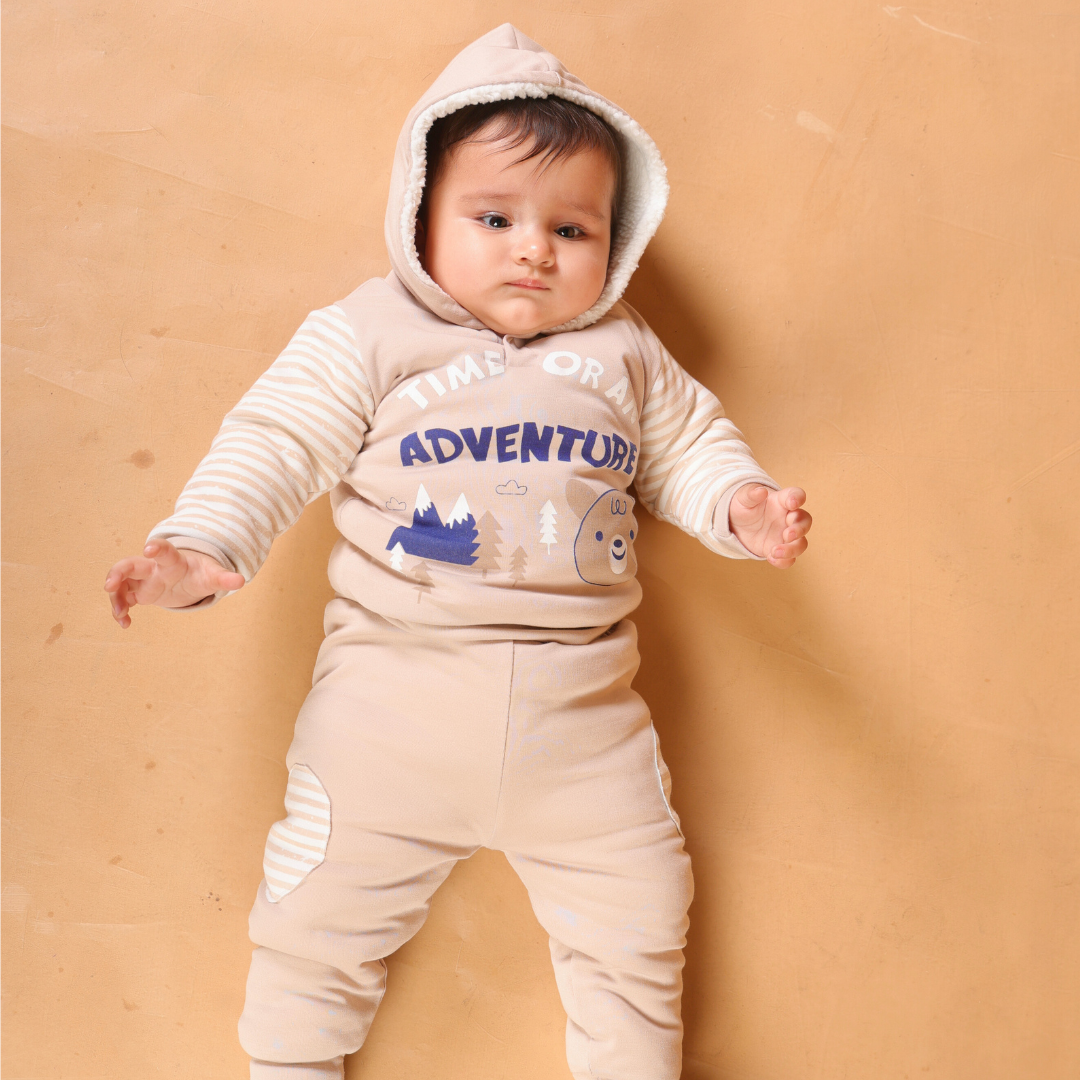 Adventure Fleece Winter Co-ord Set with Sherpa - Beige