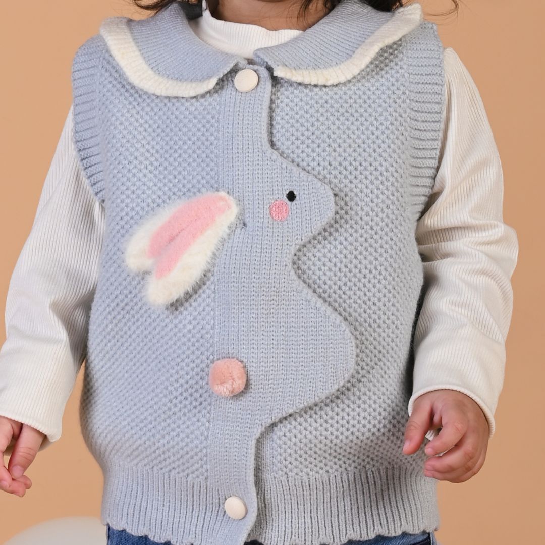 Peekaboo Rabbit Winter Sweater 2pc set - Blue