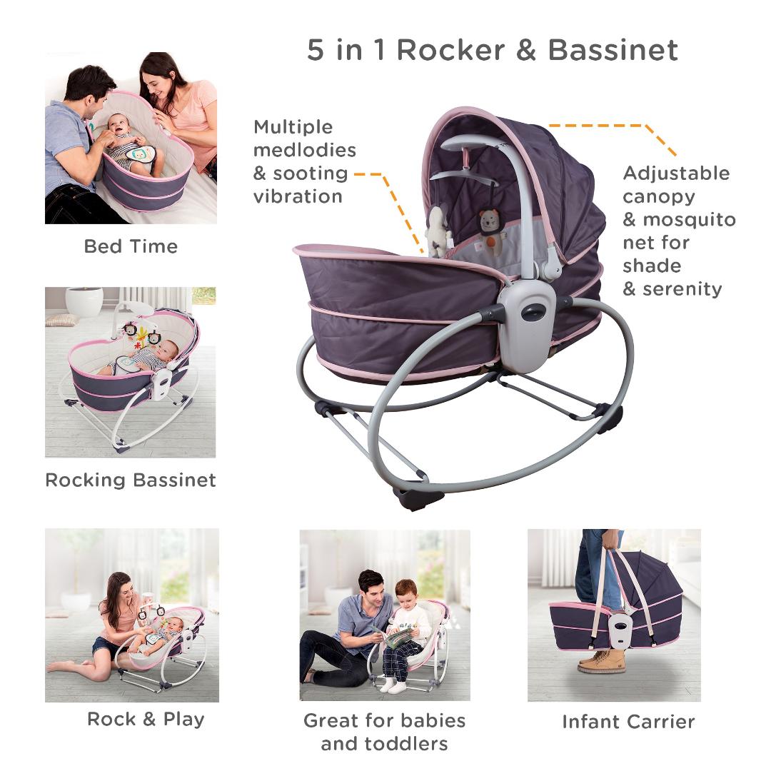 Mastela Rocker 5in1 Rocker &amp; Bassinet Pink Birth to 48 Months