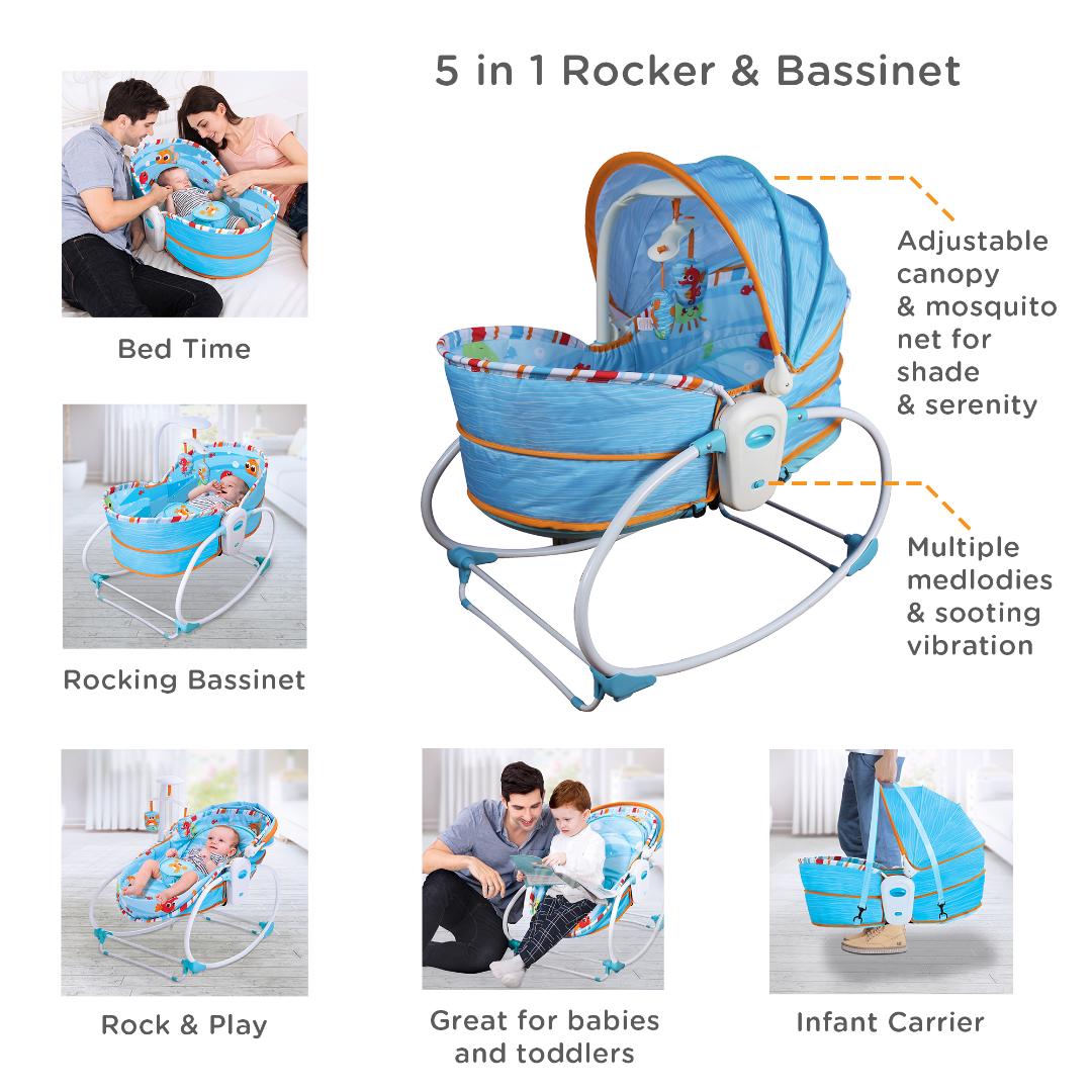 Mastela Rocker 5in1 Rocker &amp; Bassinet Aqua Birth to 48 Months