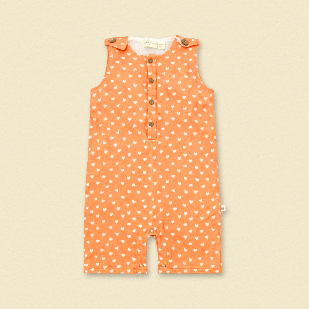 Hearts Muslin Double Layer Romper