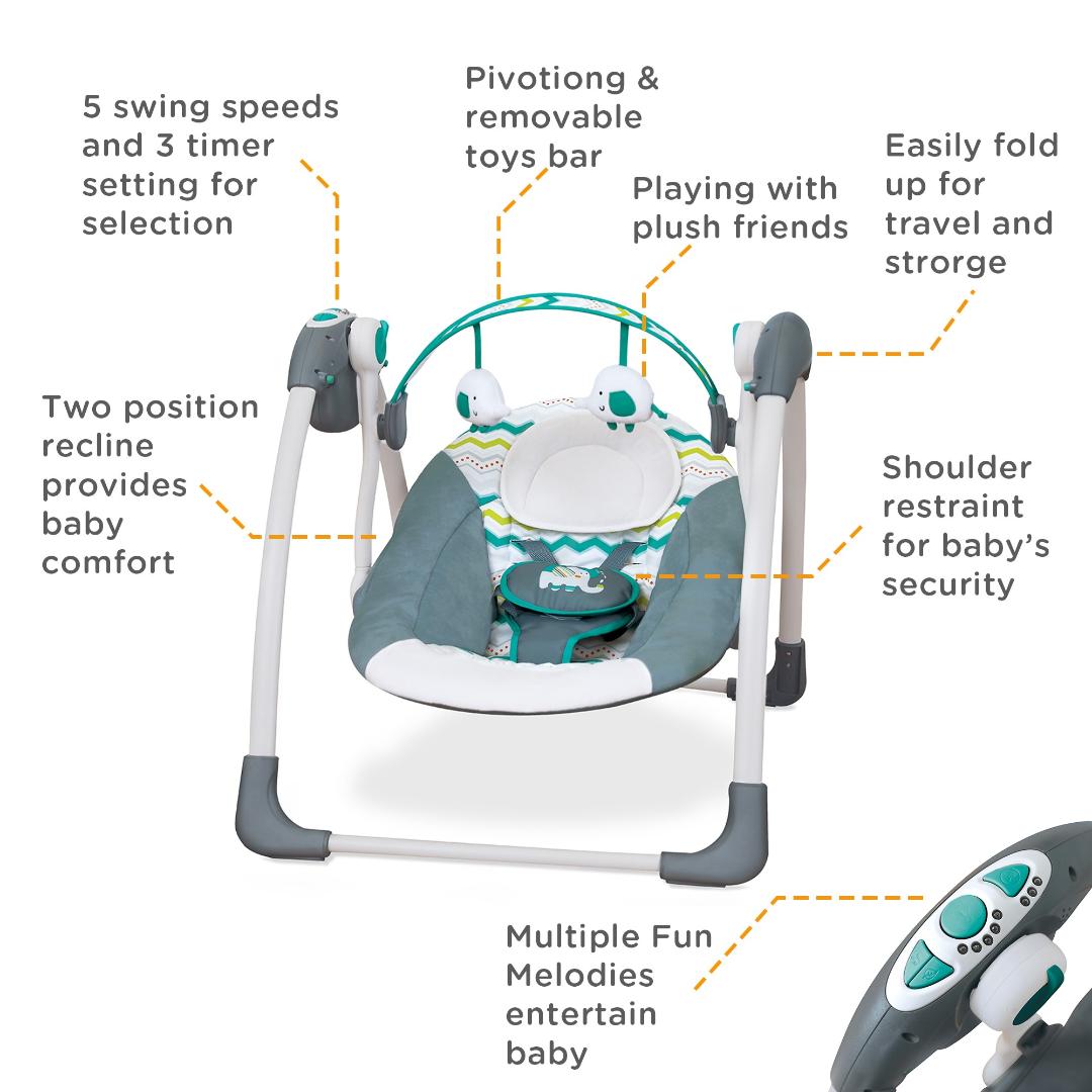 Mastela Swing Deluxe Portable Swing Teal 3 to 24 Months